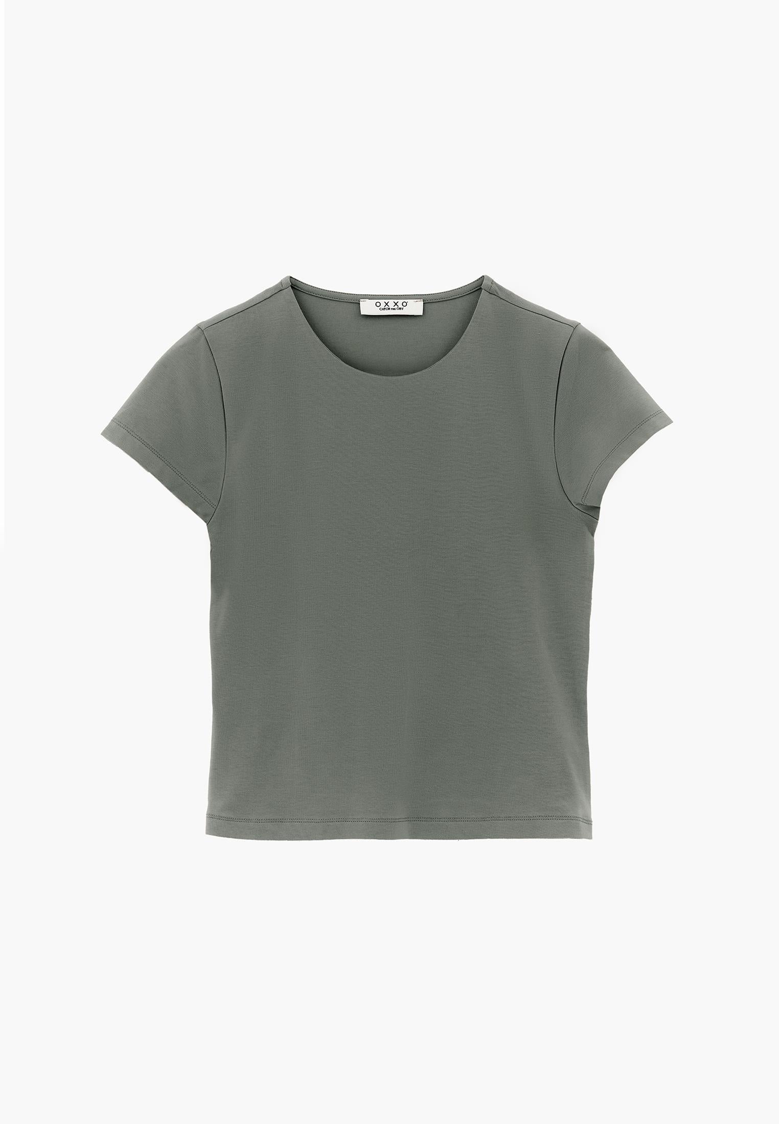 Bodycon T-Shirt Crew Neck - AGAVE GREEN