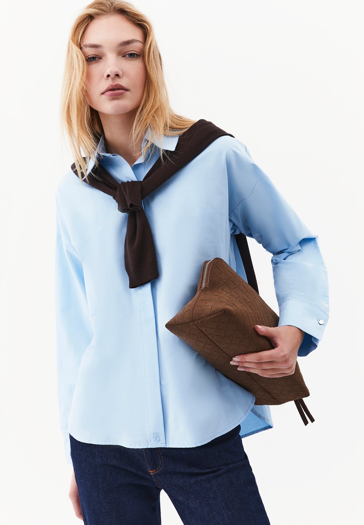 Loose Fit Long Sleeve Shirt With Button Details - Blue