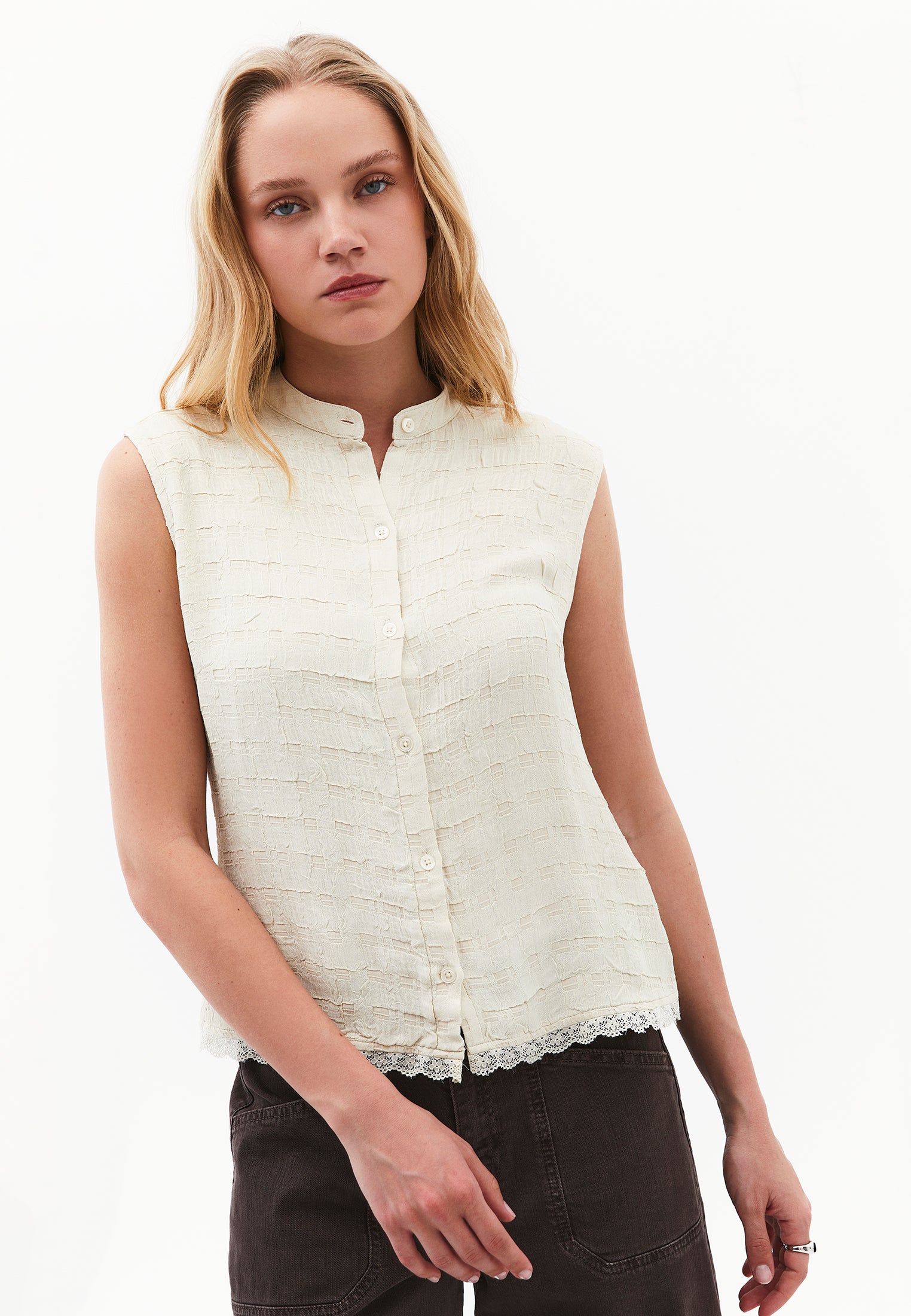 Bohemian Style Midi Blouse - ALMOND MILK