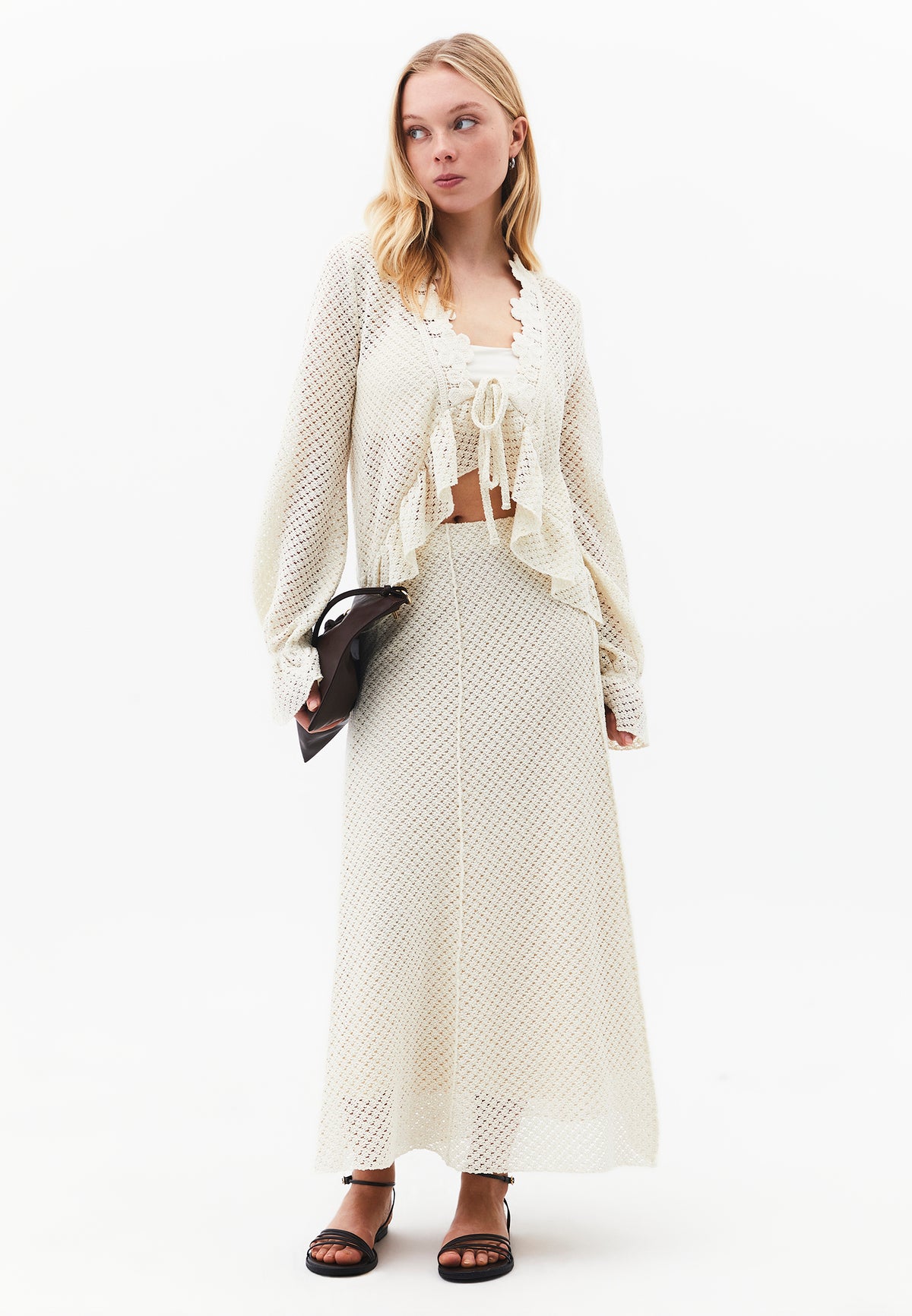 Ajour A-Line Long Skirt - Cream