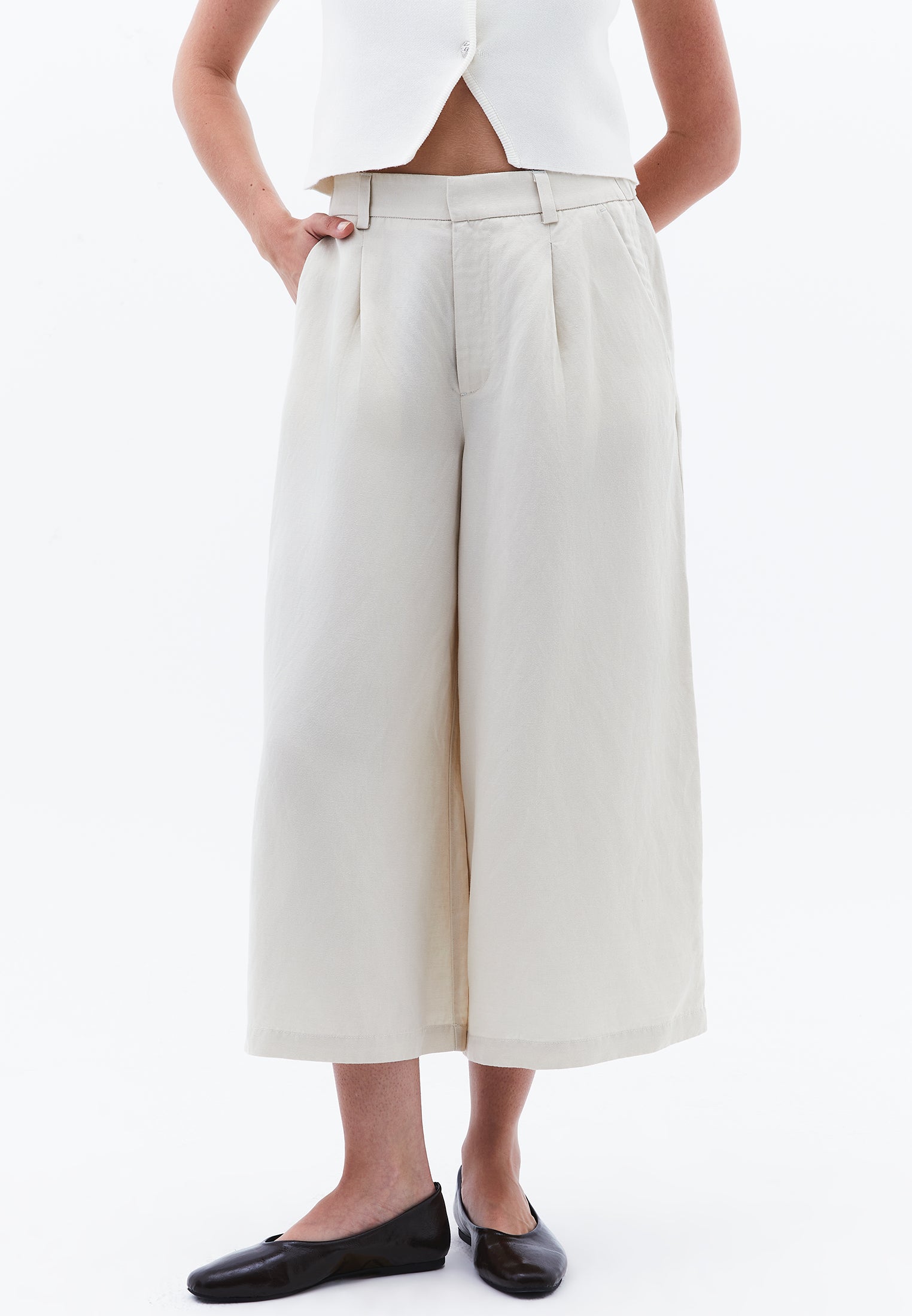 Ultra High Waist Culotte - ALMOND MILK