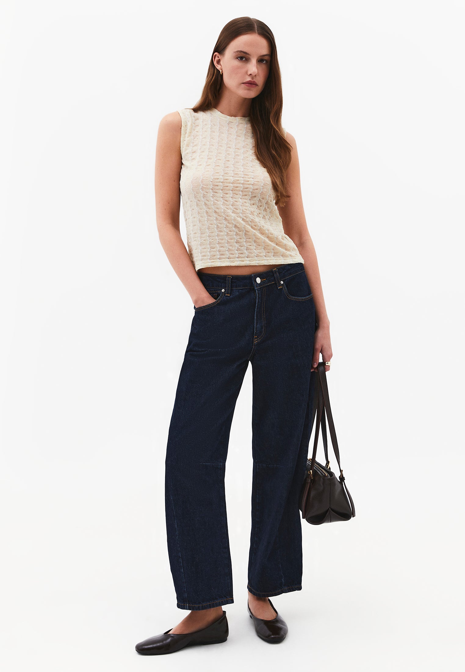 Fitted Tank Top With Buckle Detail - ALMOND MILK