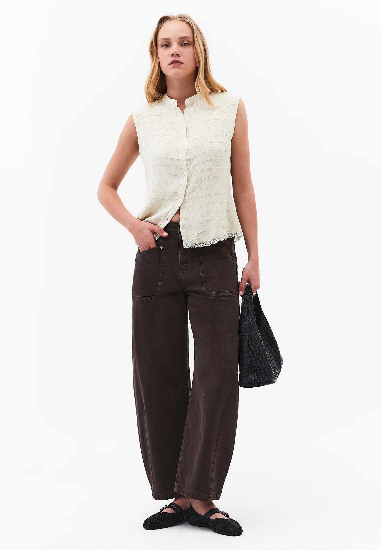 Bohemian Style Midi Blouse - ALMOND MILK
