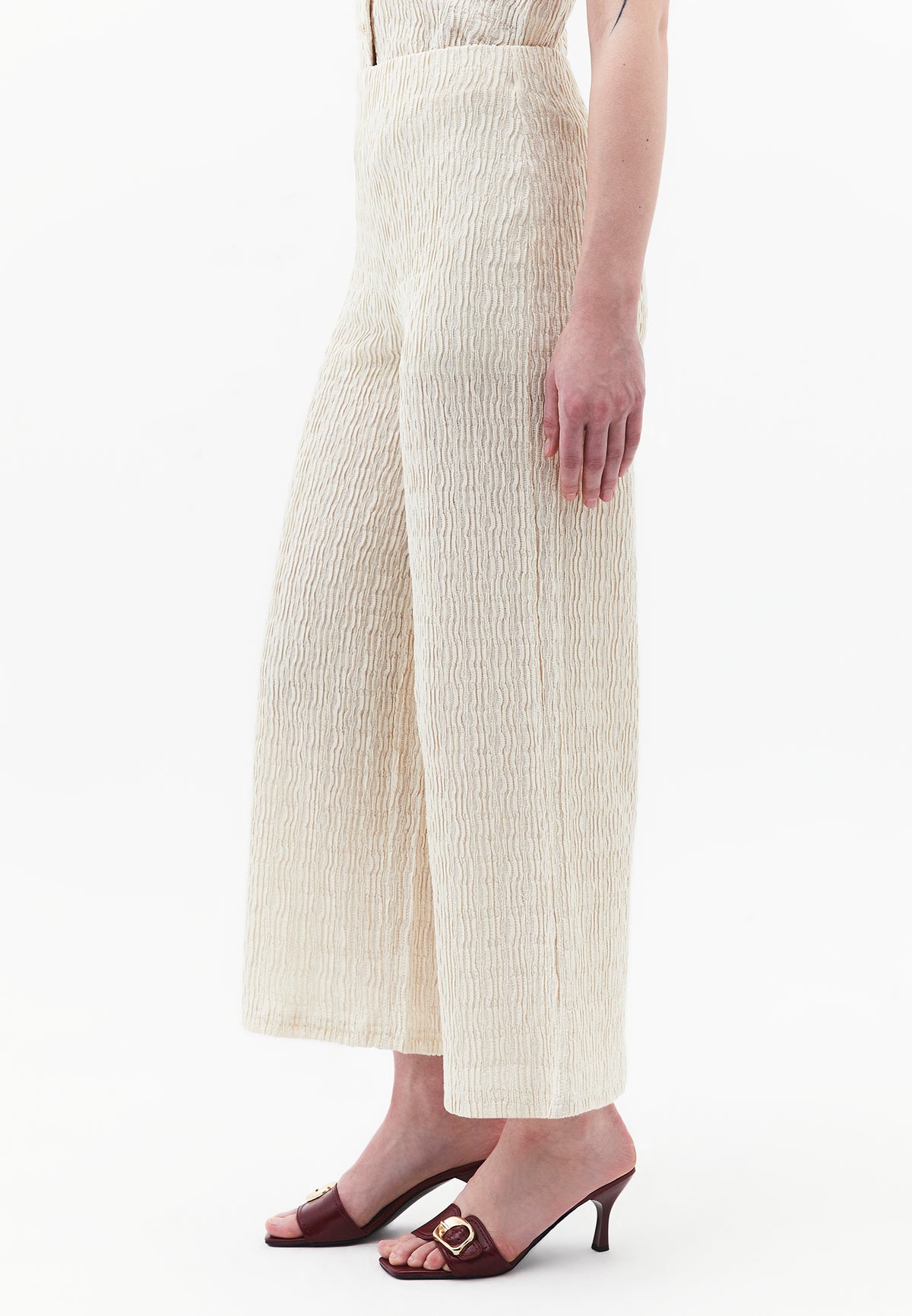 Wide Leg Midi Culotte Pants - Cream
