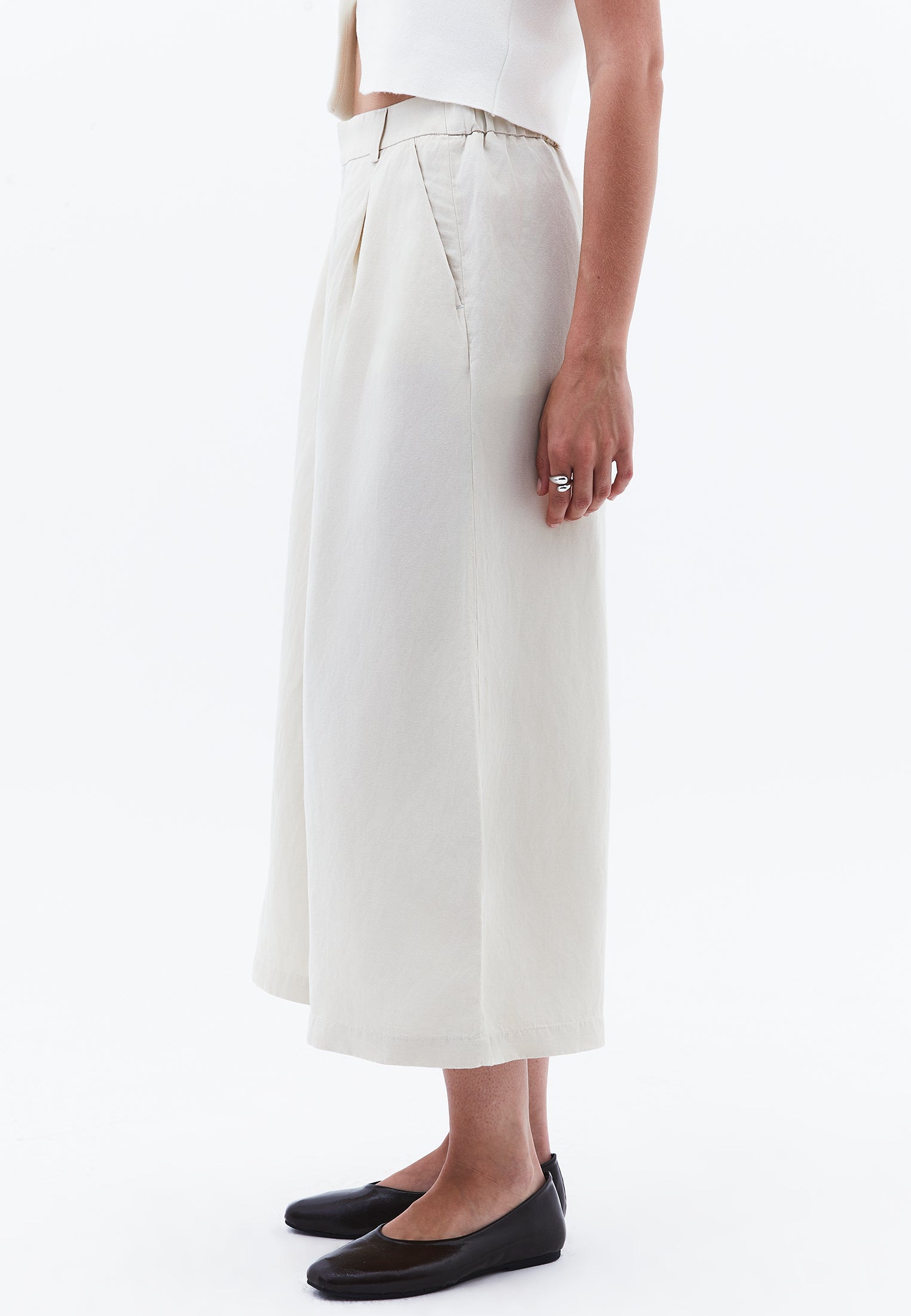 Ultra High Waist Culotte - ALMOND MILK