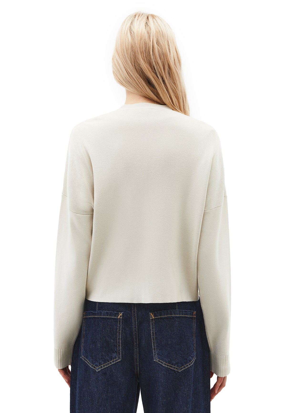 V Neck Loose Knit Cardigan - Cream