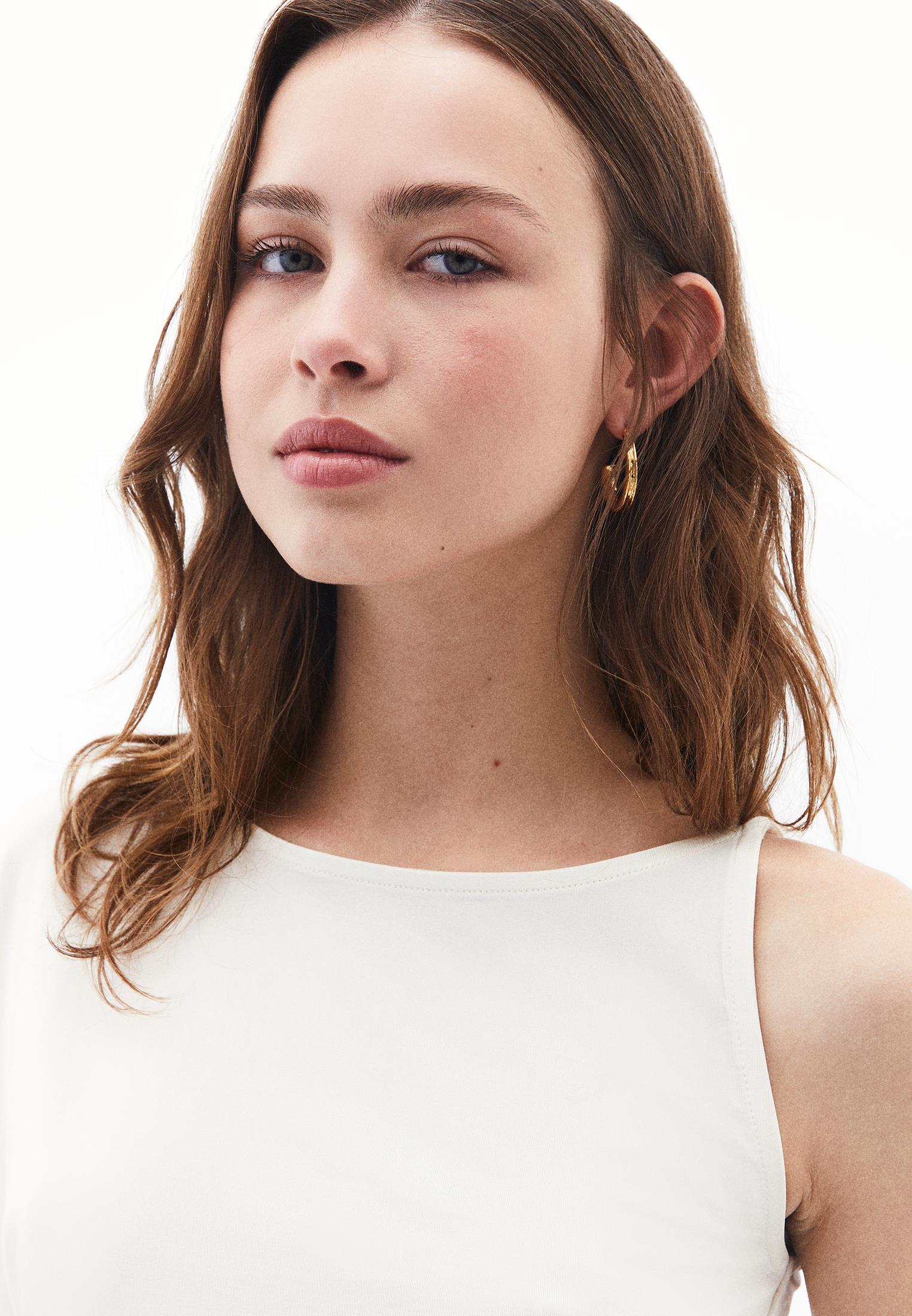 Asymmetric Slim Tank Top - ALMOND MILK