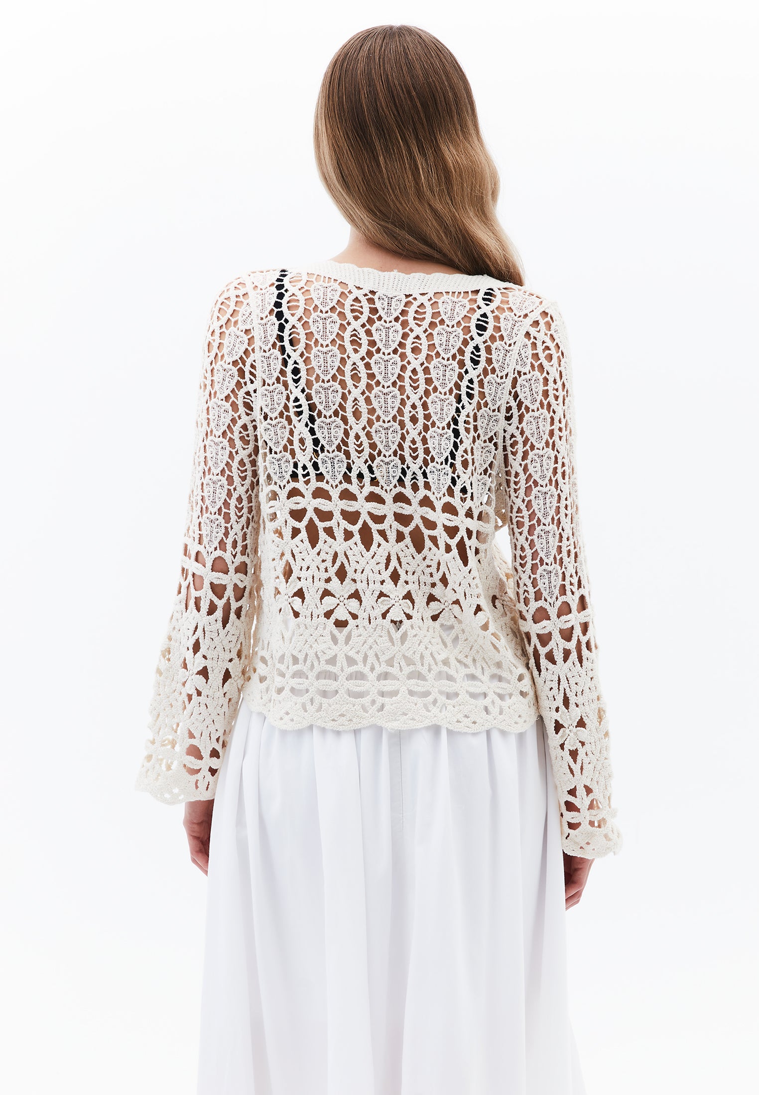 V Neck Cardigan - ALMOND MILK