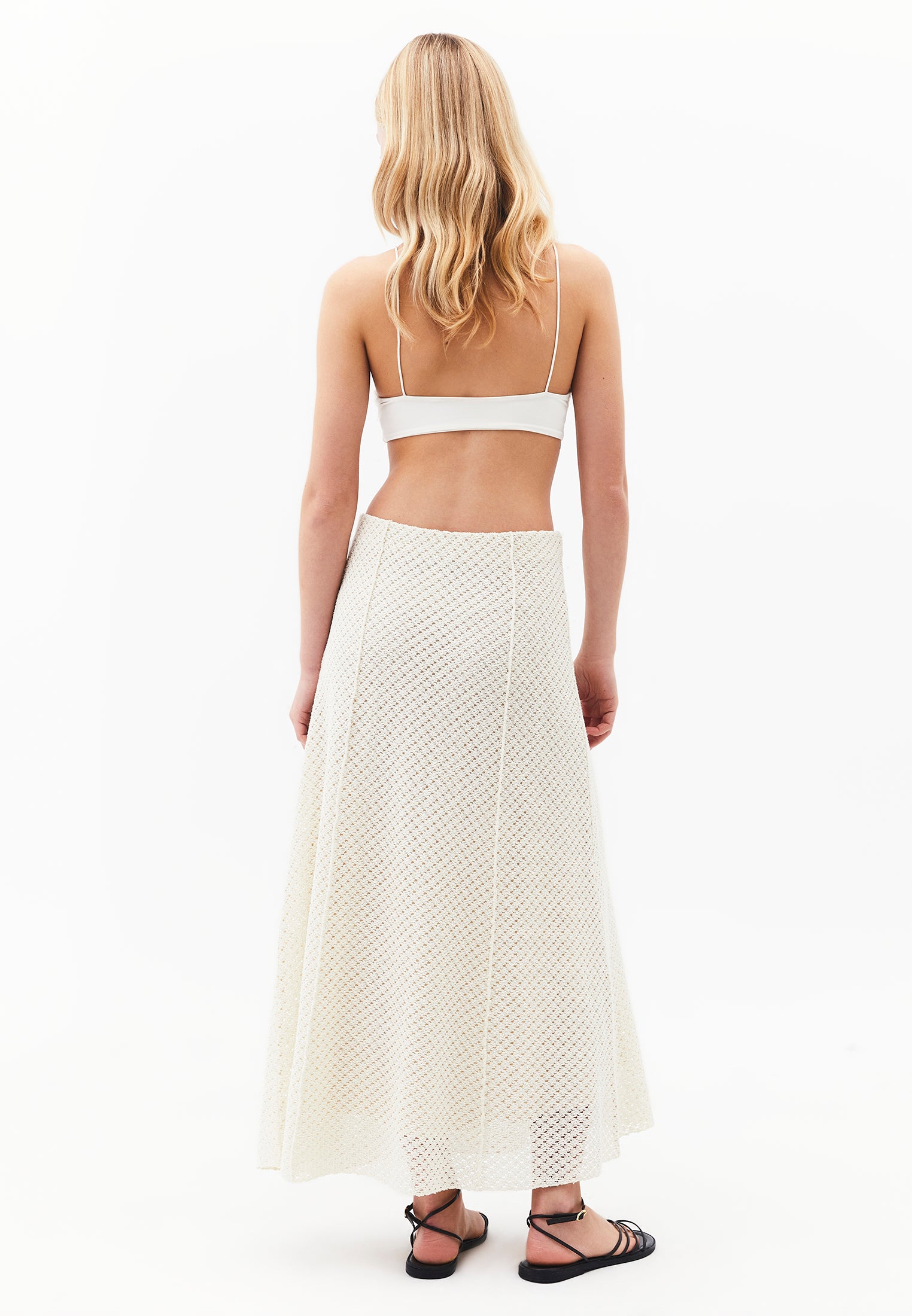 Ajour A-Line Long Skirt - ALMOND MILK