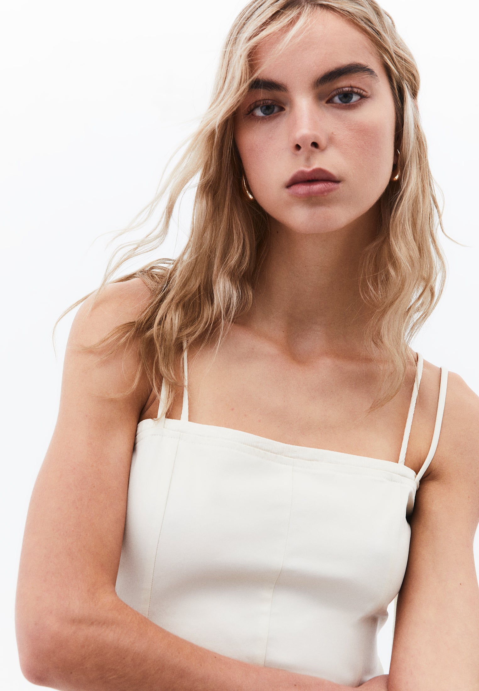 Square Neck Long Dress - ALMOND MILK