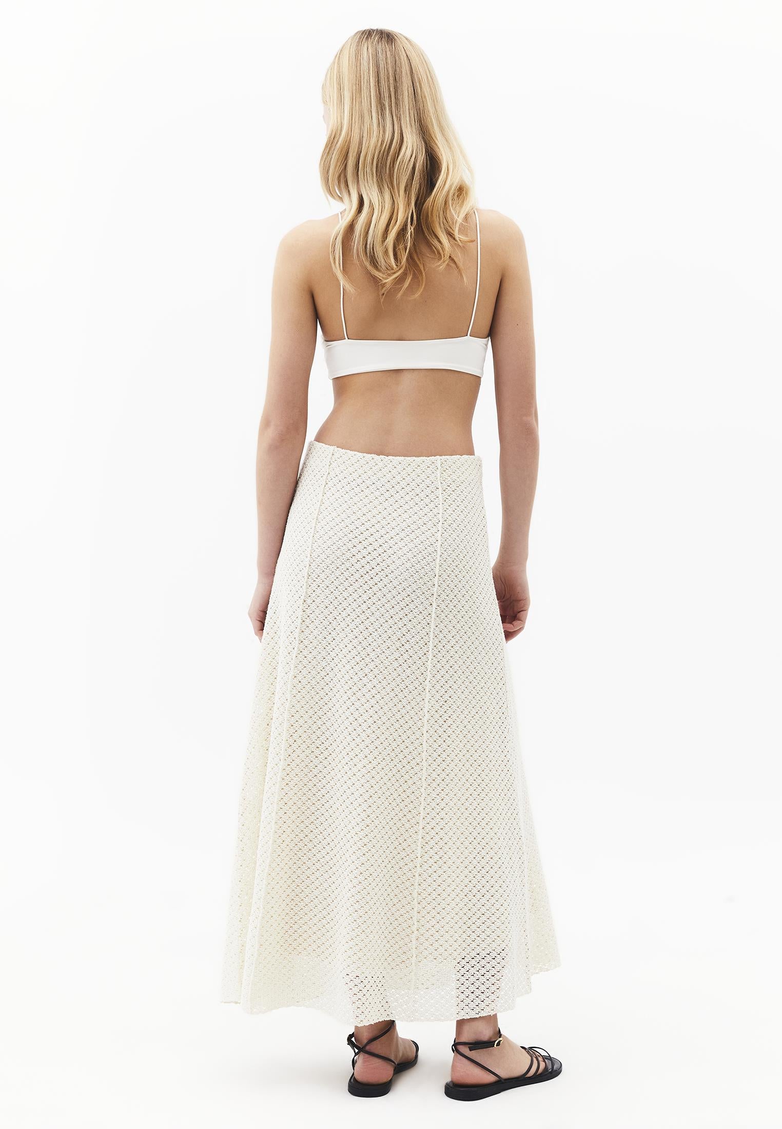 Ajour A-Line Long Skirt - ALMOND MILK