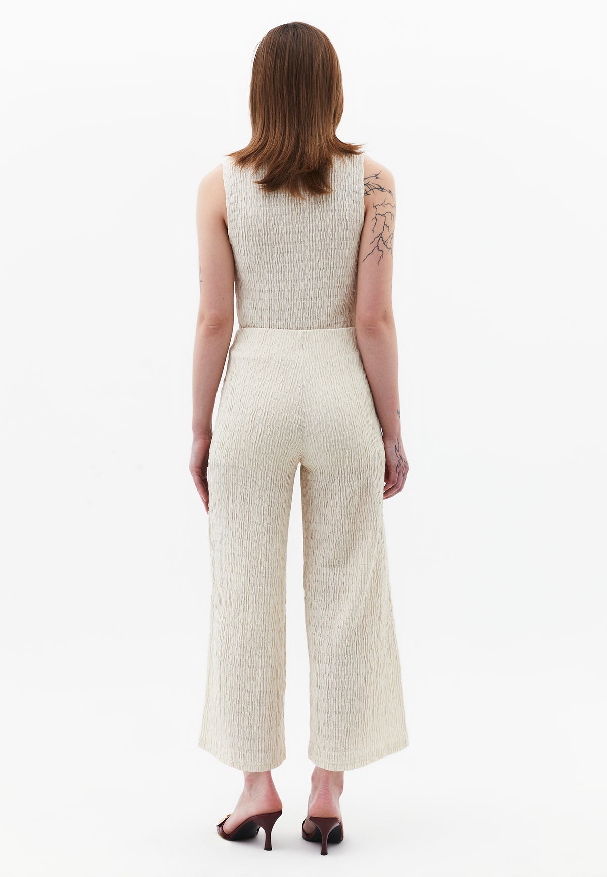 Wide Leg Midi Culotte Pants - Cream