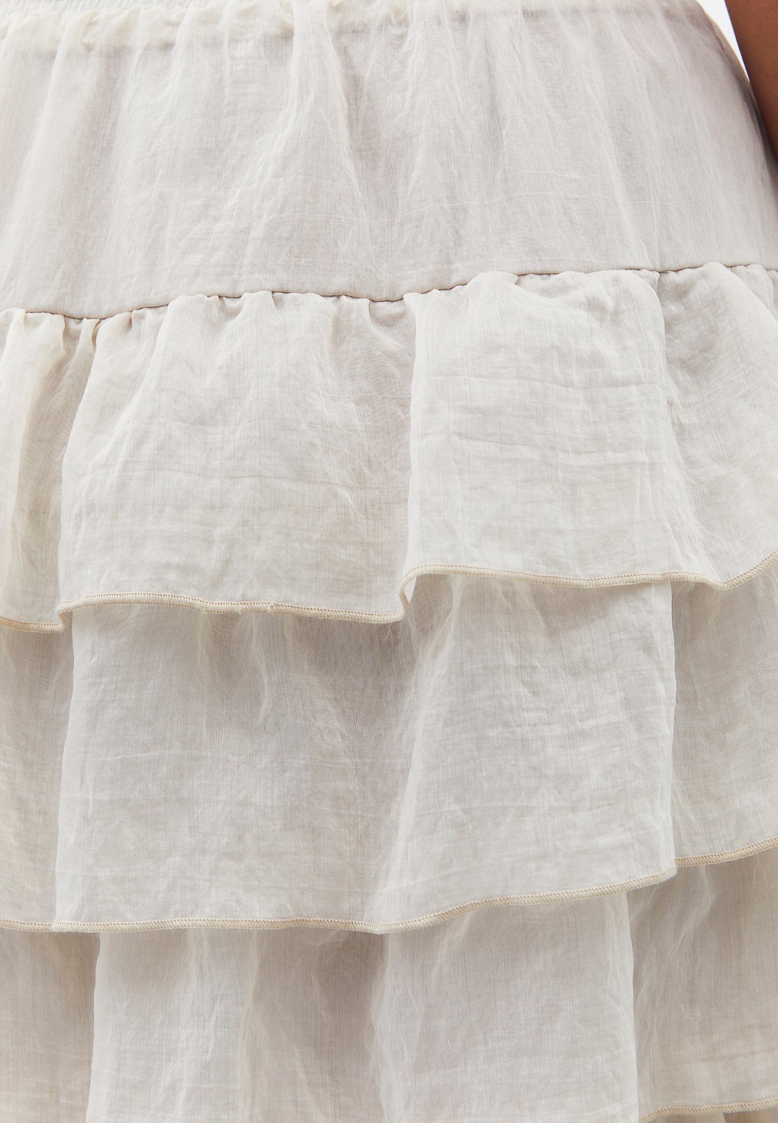 High Waist Long A-Line Ruffled Women's Skirt - ALMOND MILK