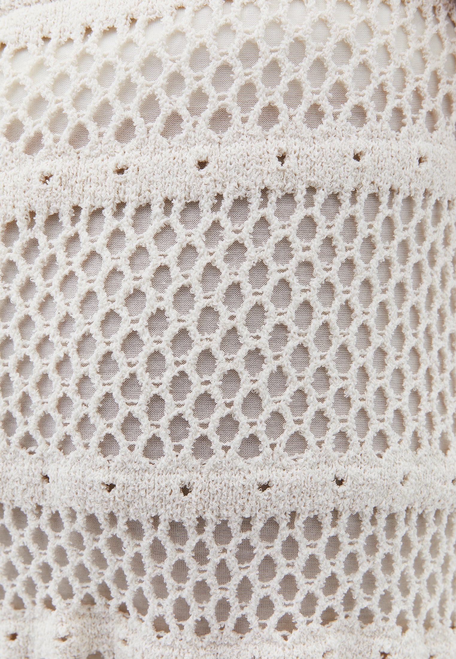 Midi Length Openwork Skirt - ALMOND MILK