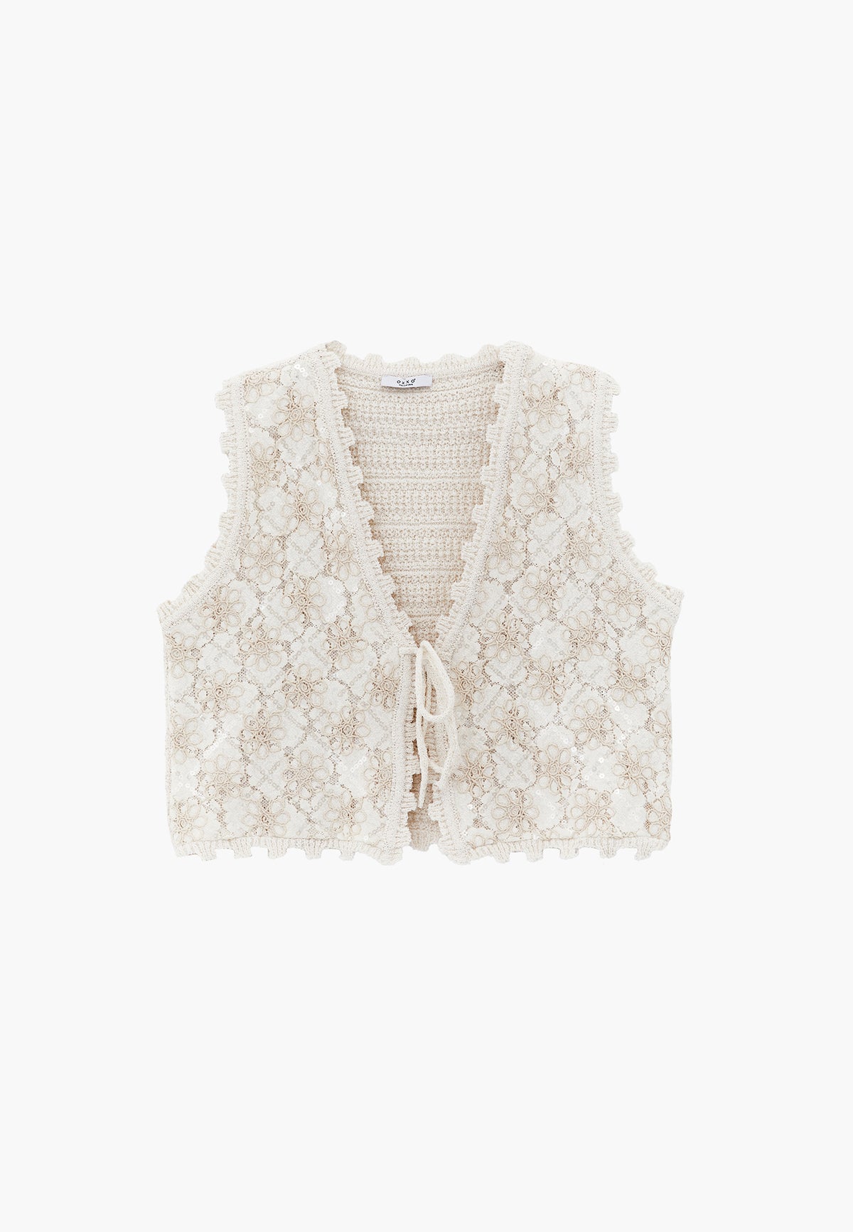 Boucle Loose Fit Crop Vest - Cream