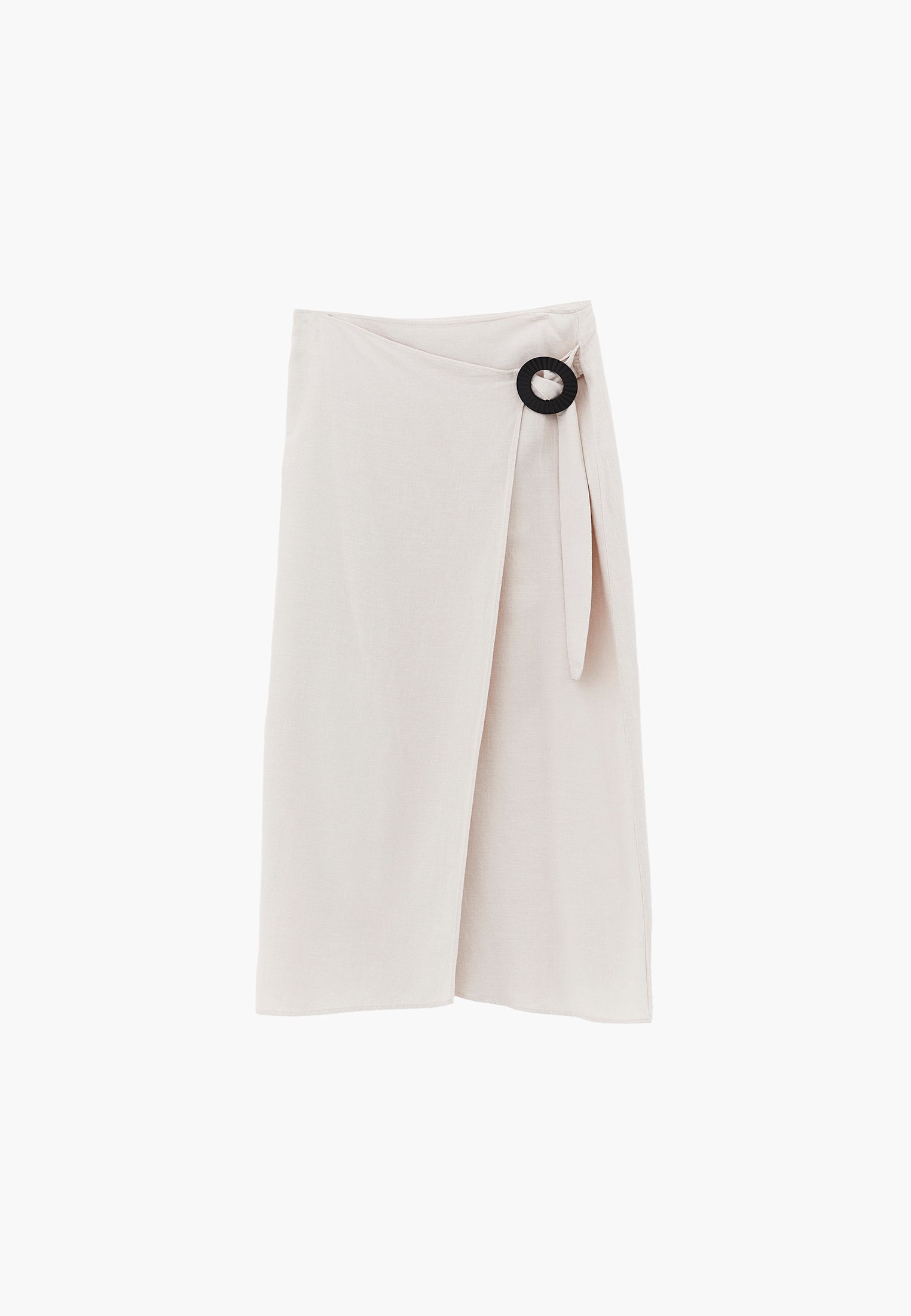 Long Belted A-Line Skirt - ALMOND MILK