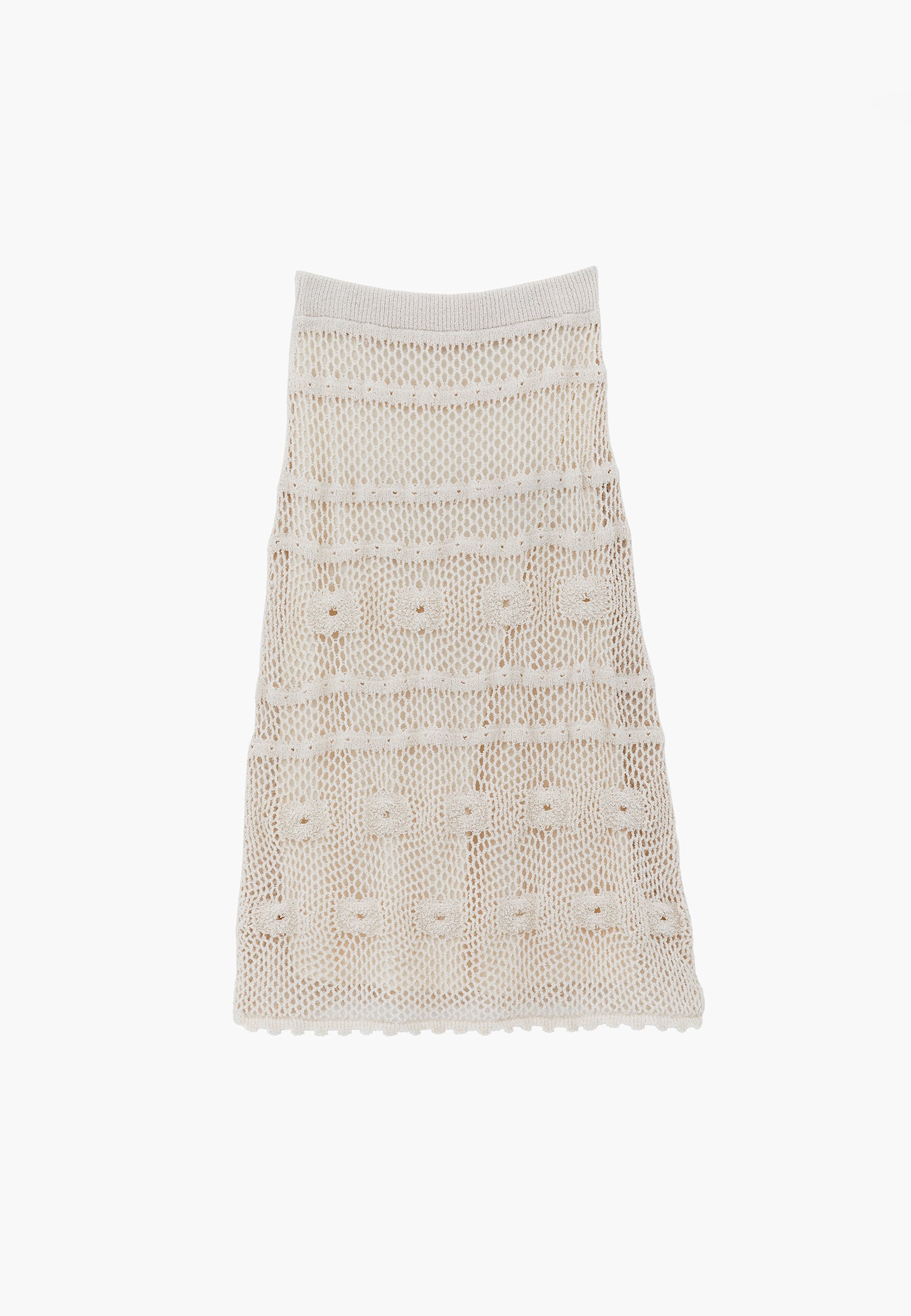 Midi Length Openwork Skirt - ALMOND MILK