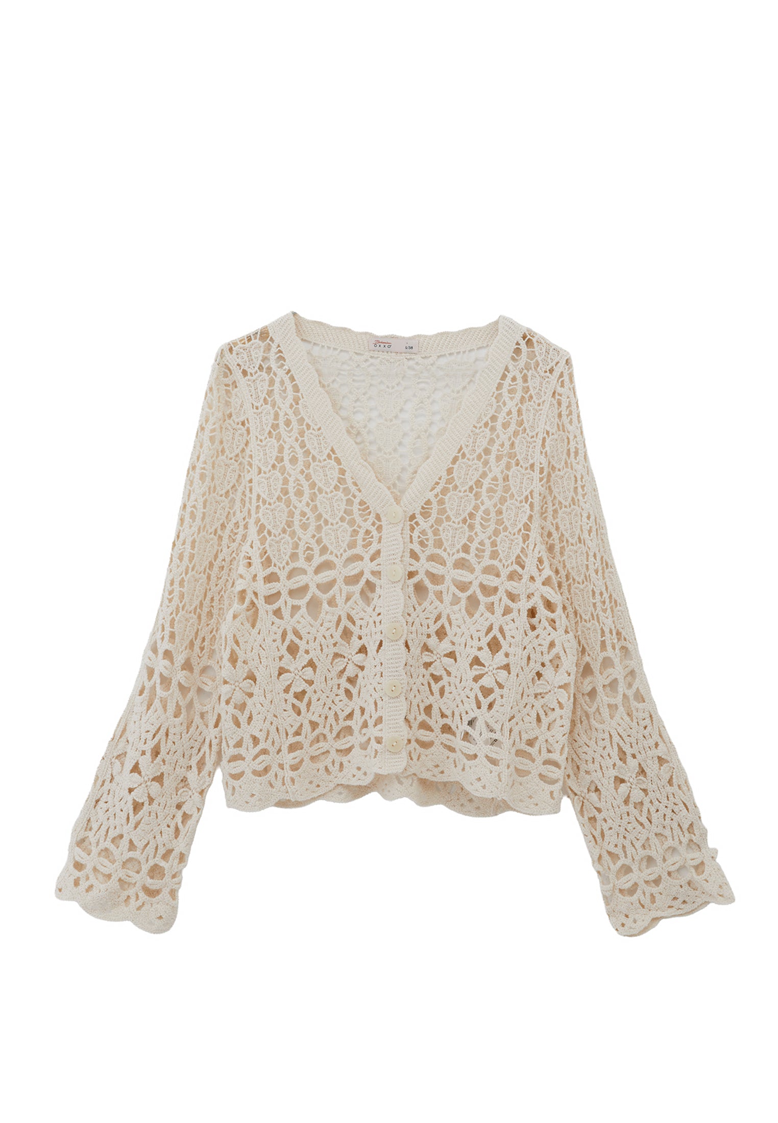 V Neck Cardigan - ALMOND MILK