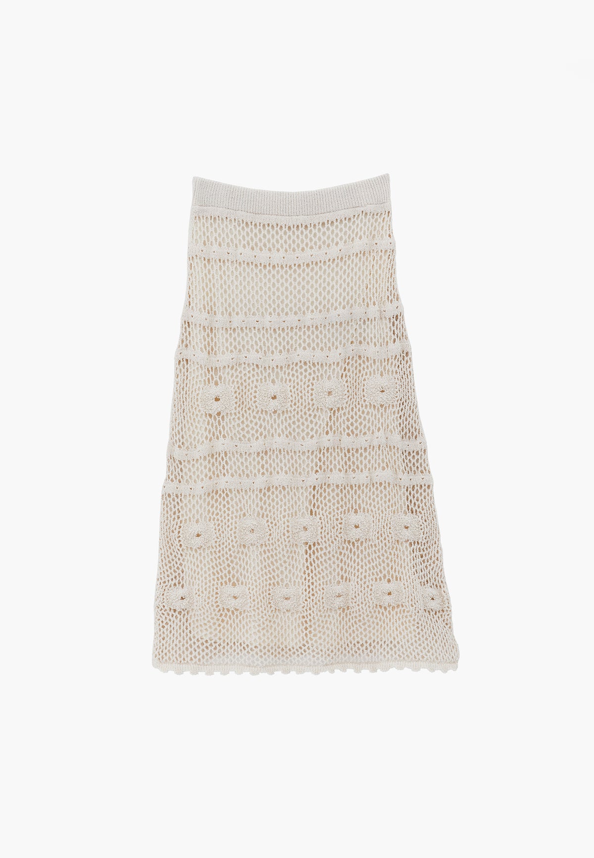 Midi Length Openwork Skirt - Cream