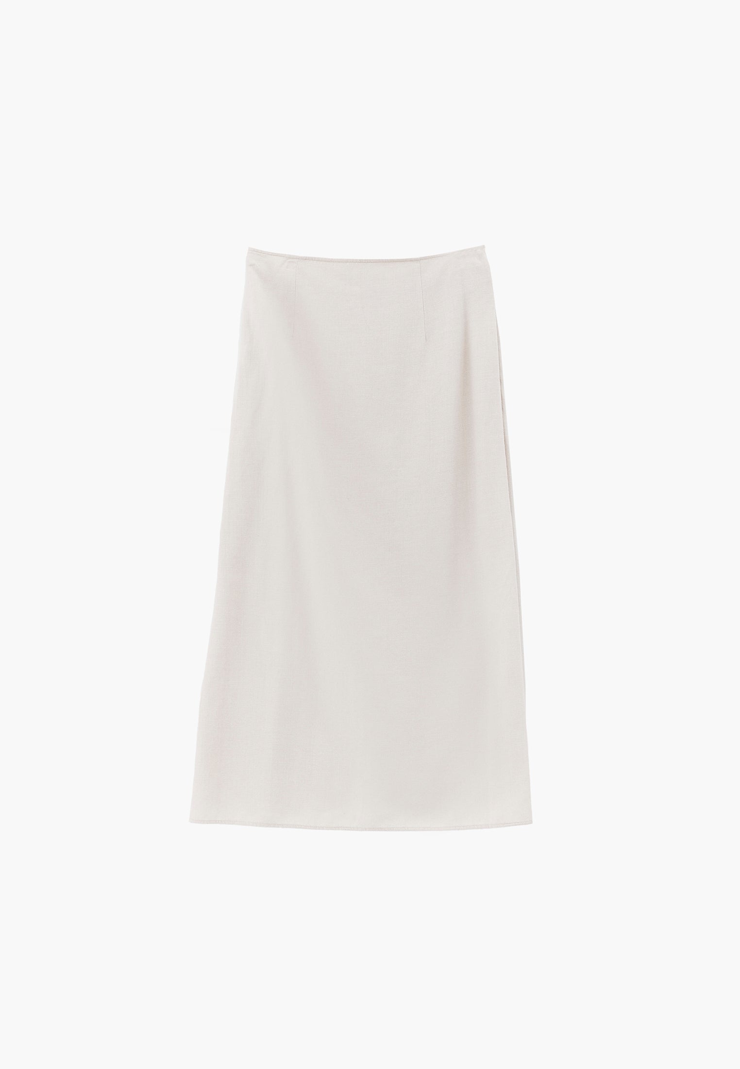 Long Belted A-Line Skirt - ALMOND MILK