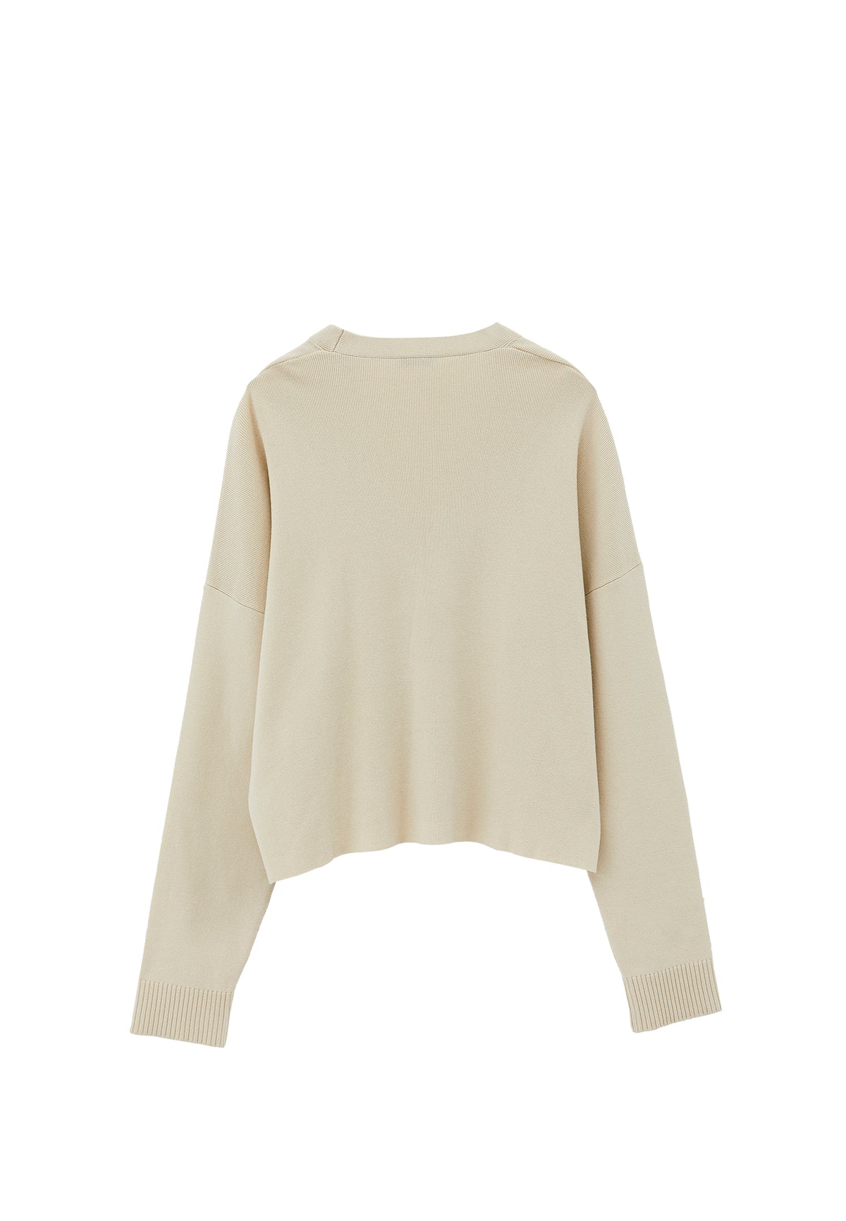 V Neck Loose Knit Cardigan - Cream