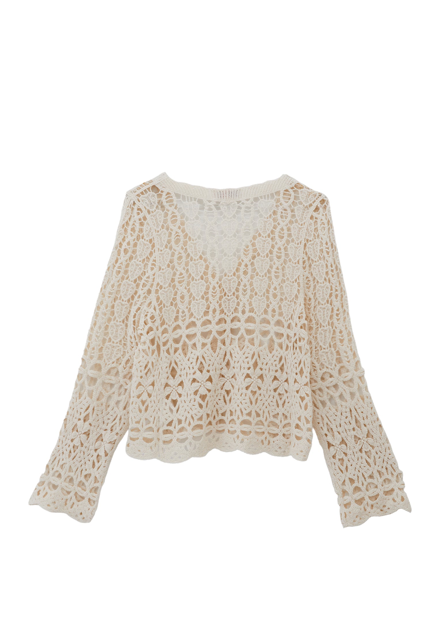 V Neck Cardigan - ALMOND MILK