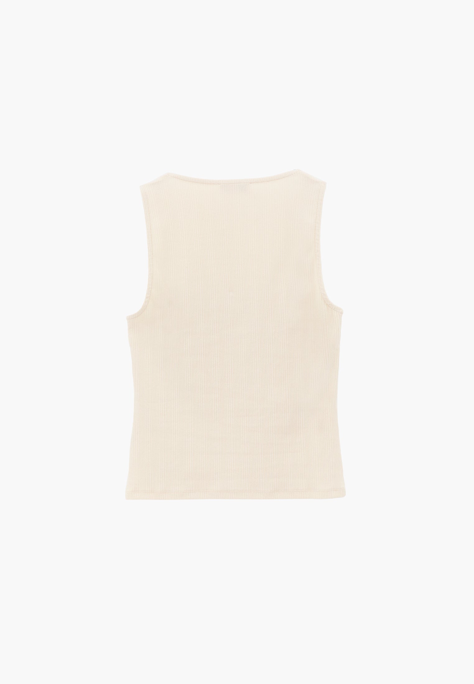 Wide Neck Buckle Detail Tank Top - ALMOND MILK