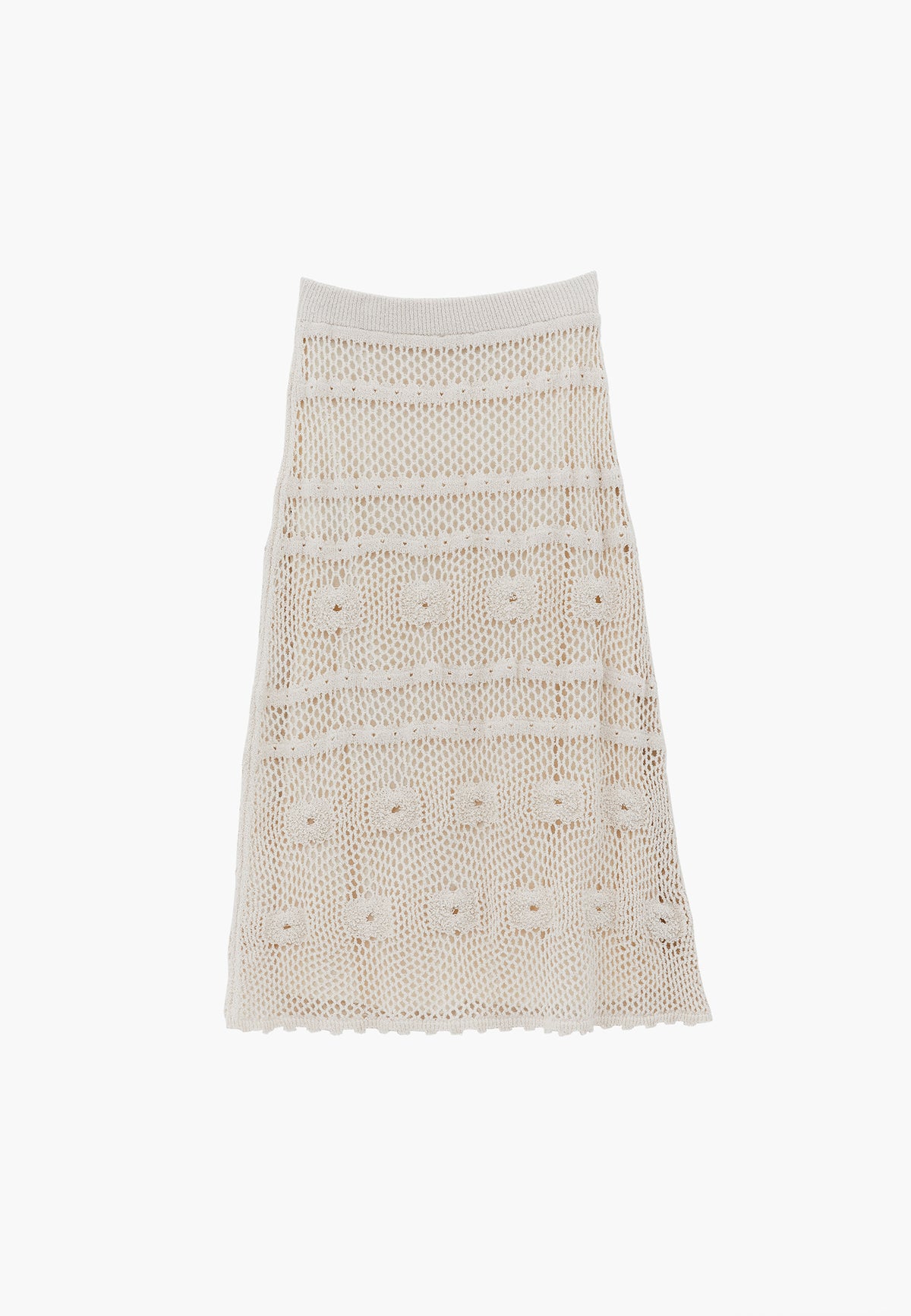 Midi Length Openwork Skirt - Cream