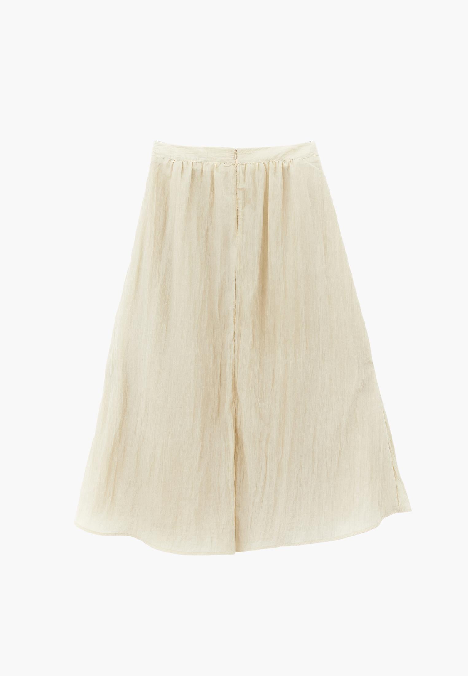 Flared Long High Waist Woven Skirt - ALMOND MILK