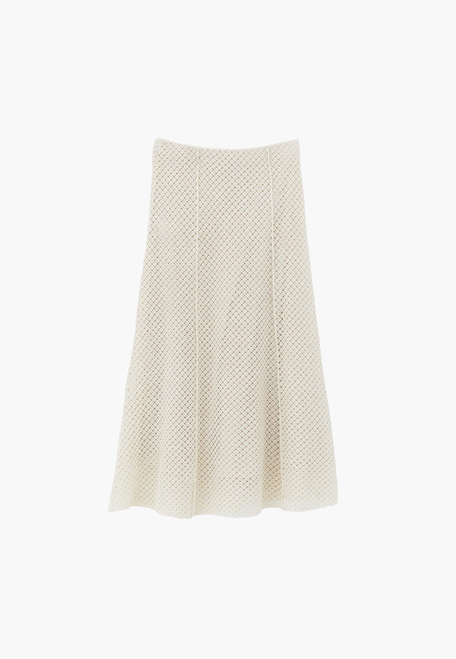 Ajour A-Line Long Skirt - ALMOND MILK