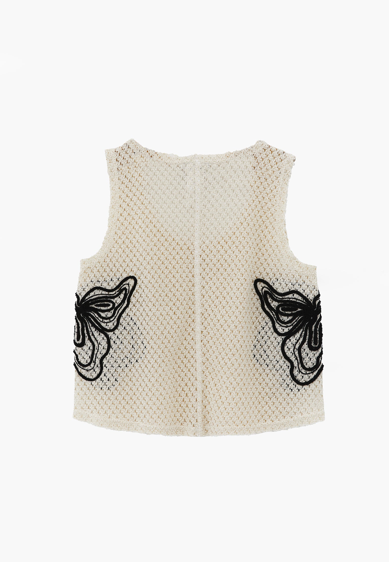 Ajoure U Neck Tank Top - ALMOND MILK