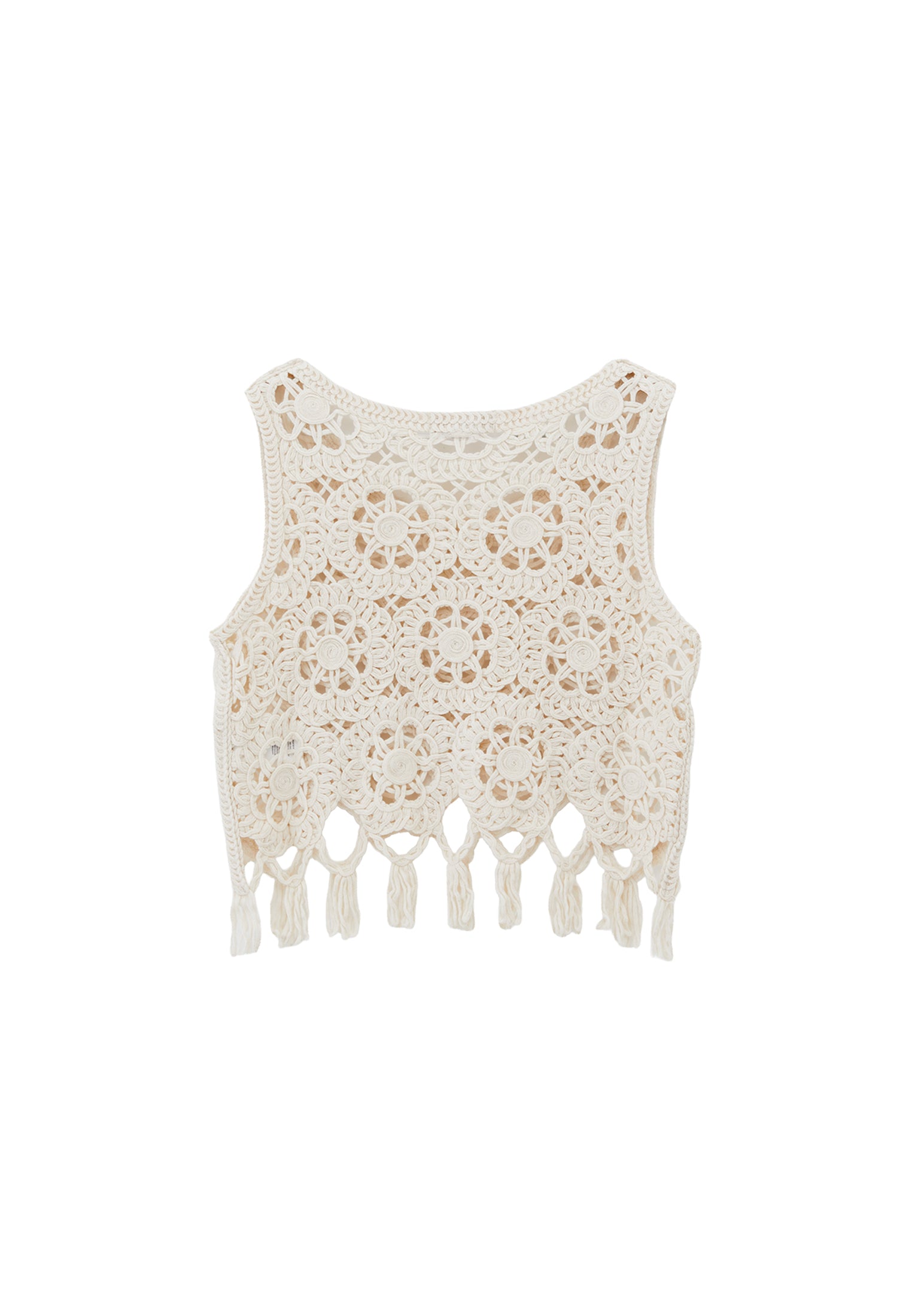 Sleeveless Blouse With Crew Neck - ALMOND MILK