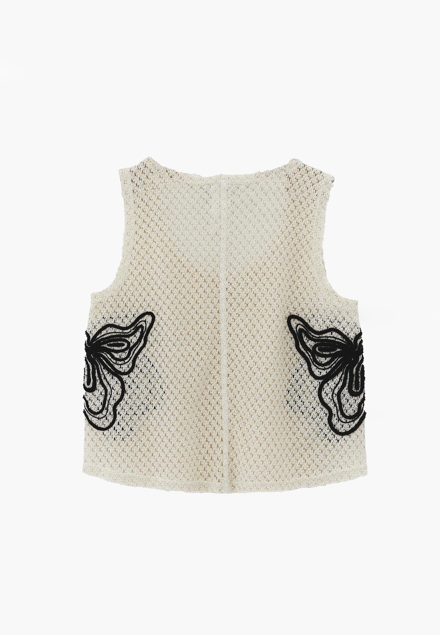 Ajoure U Neck Tank Top - ALMOND MILK