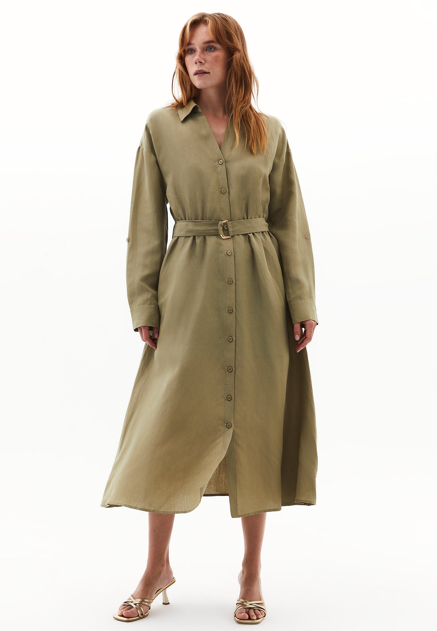 Belted long dress - ALOE