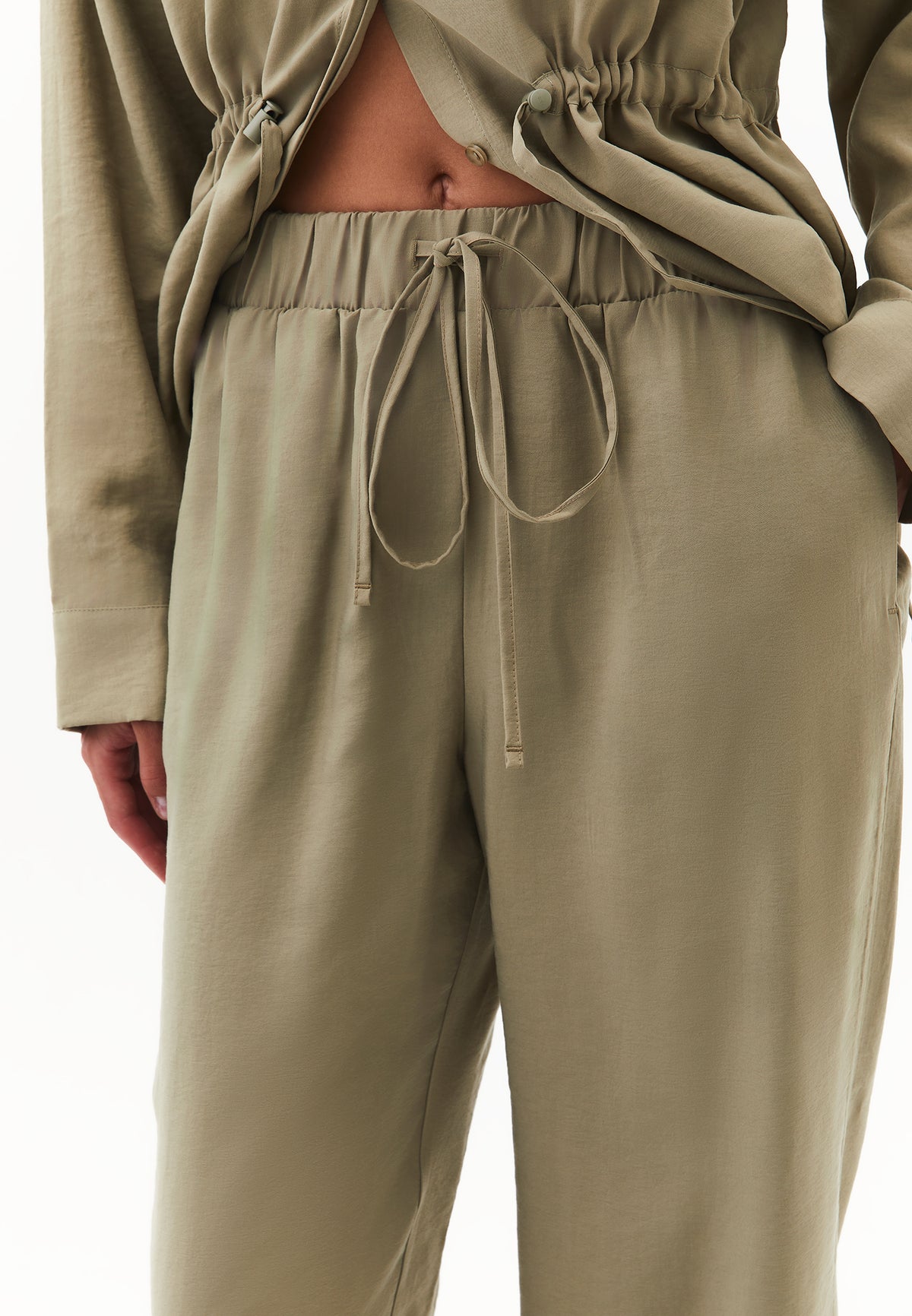 High Waist Elastic Pants - Green