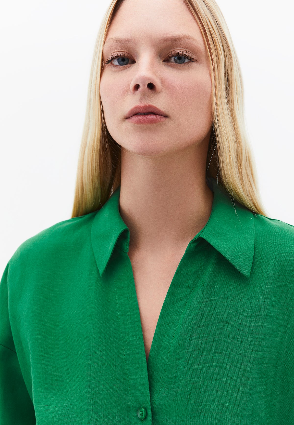 Belt Detailed Long Shirt Collar Dress - Green