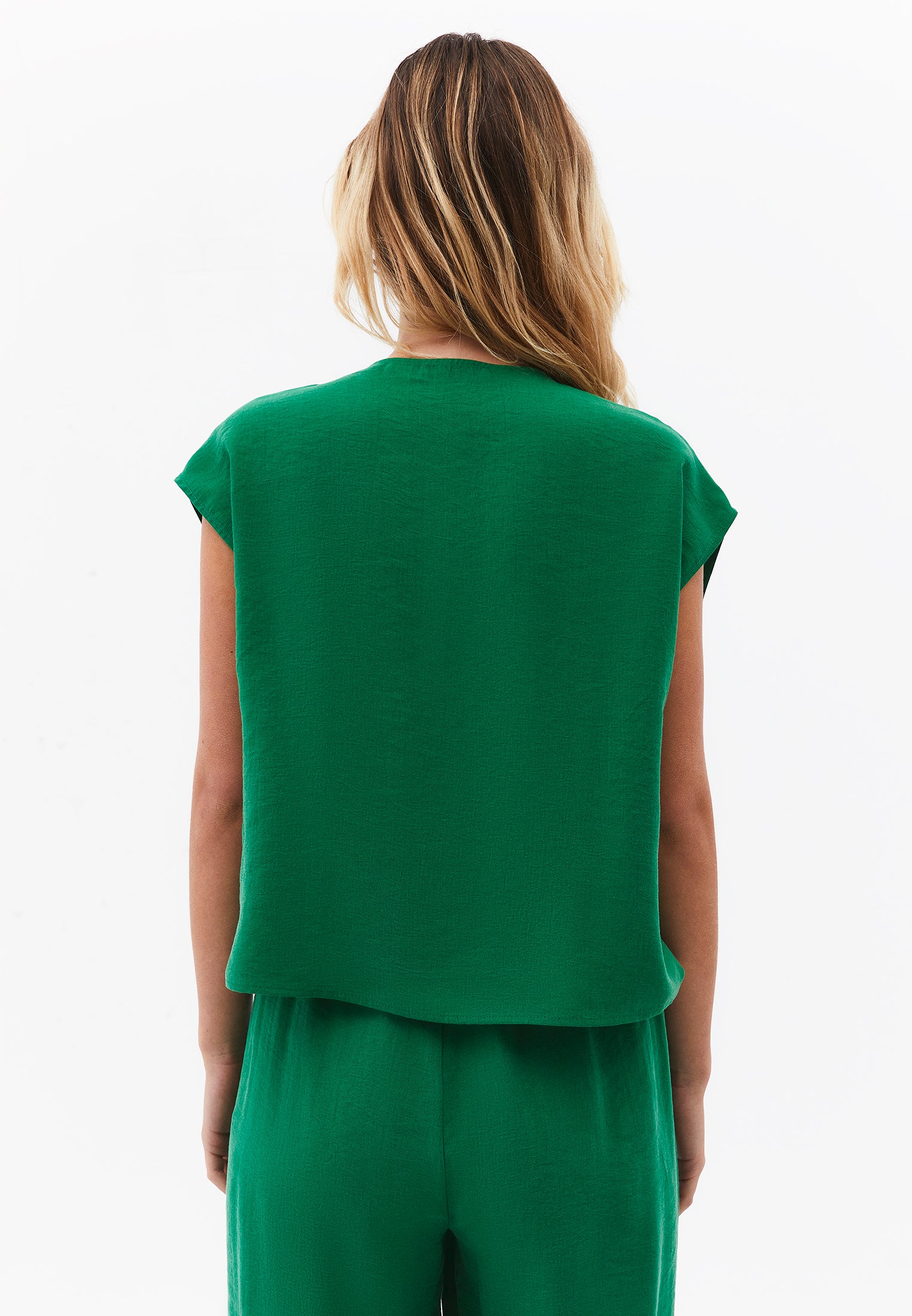 Loose Blouse With Boat Neck And Button Details - AMAZON