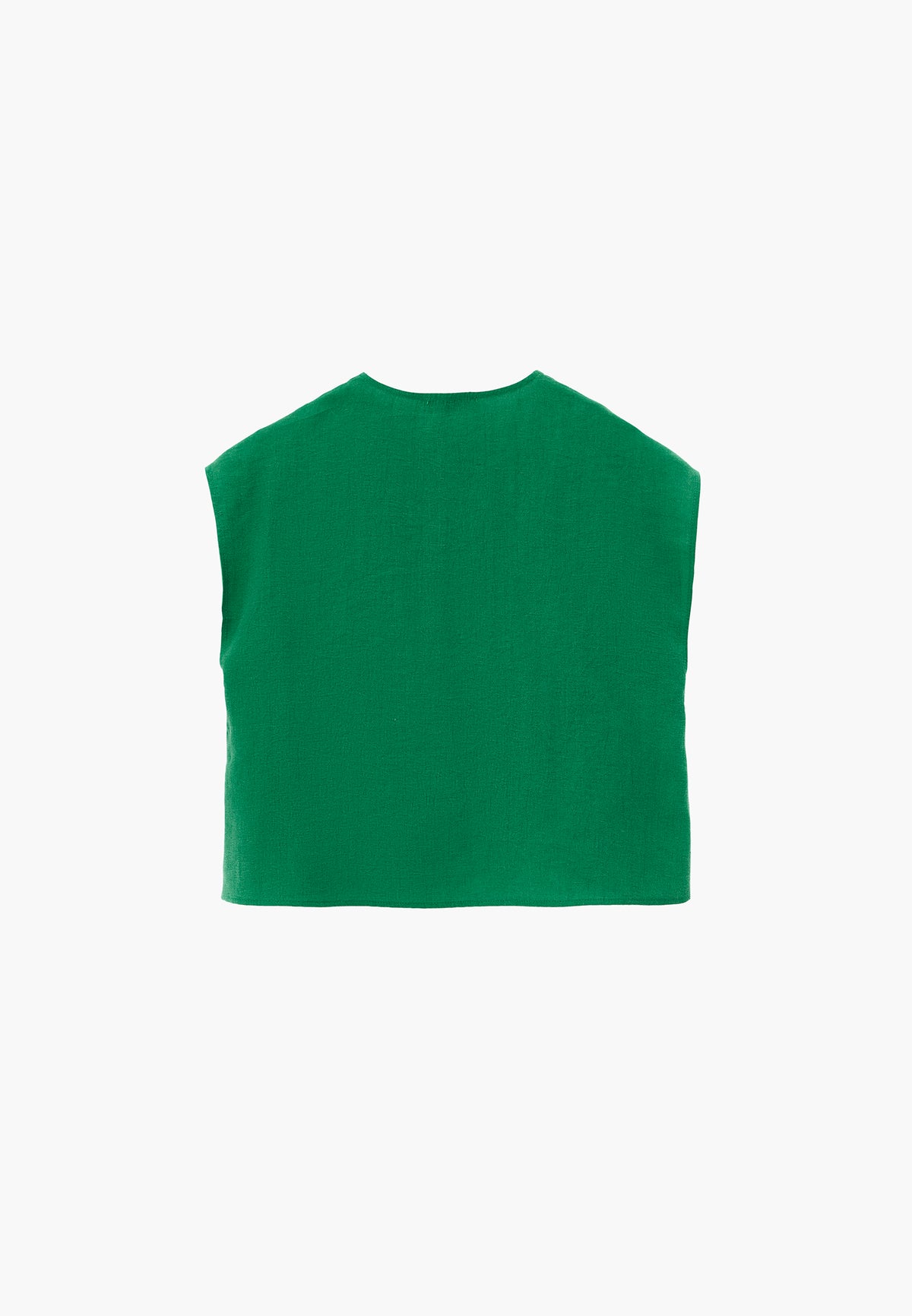 Loose Blouse With Boat Neck And Button Details - Green