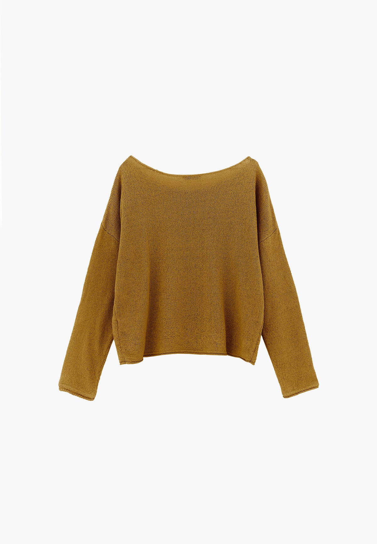Boat Neck Bouclé Sweater - AMBER GREEN