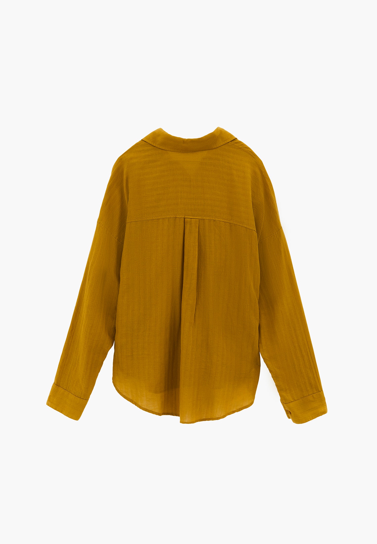 Long Sleeve Oversized Woven Shirt - AMBER GREEN