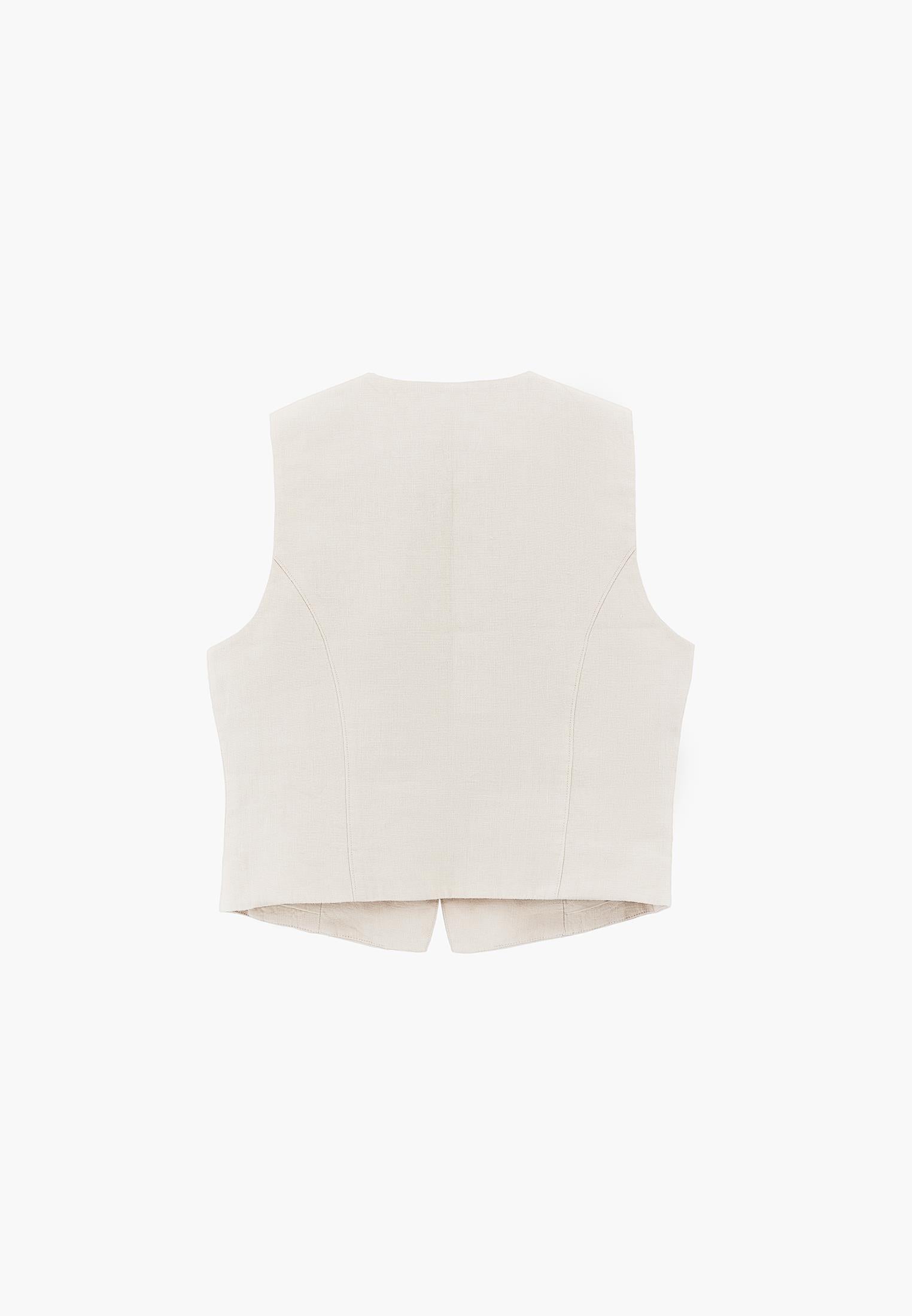 Buttoned V Neck Sleeveless Short Vest - ANCIENT SCROLL