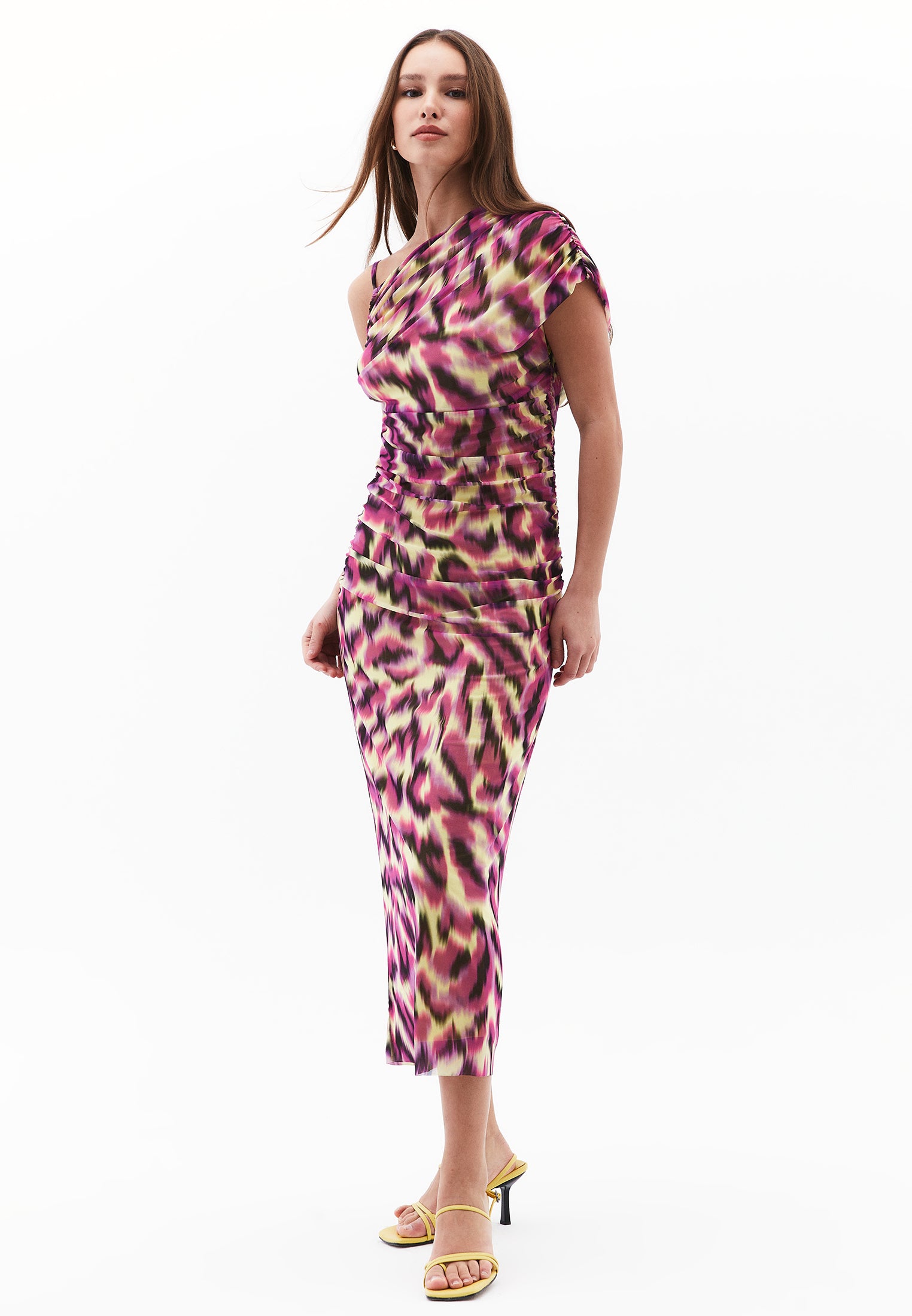 Asymmetric Midi Dress - ANIMAL COMB
