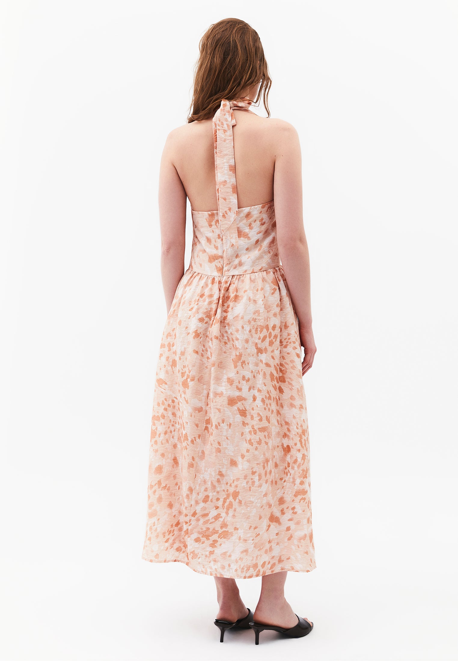 Halter Neck Animal Print Long Dress - ANIMAL COMB