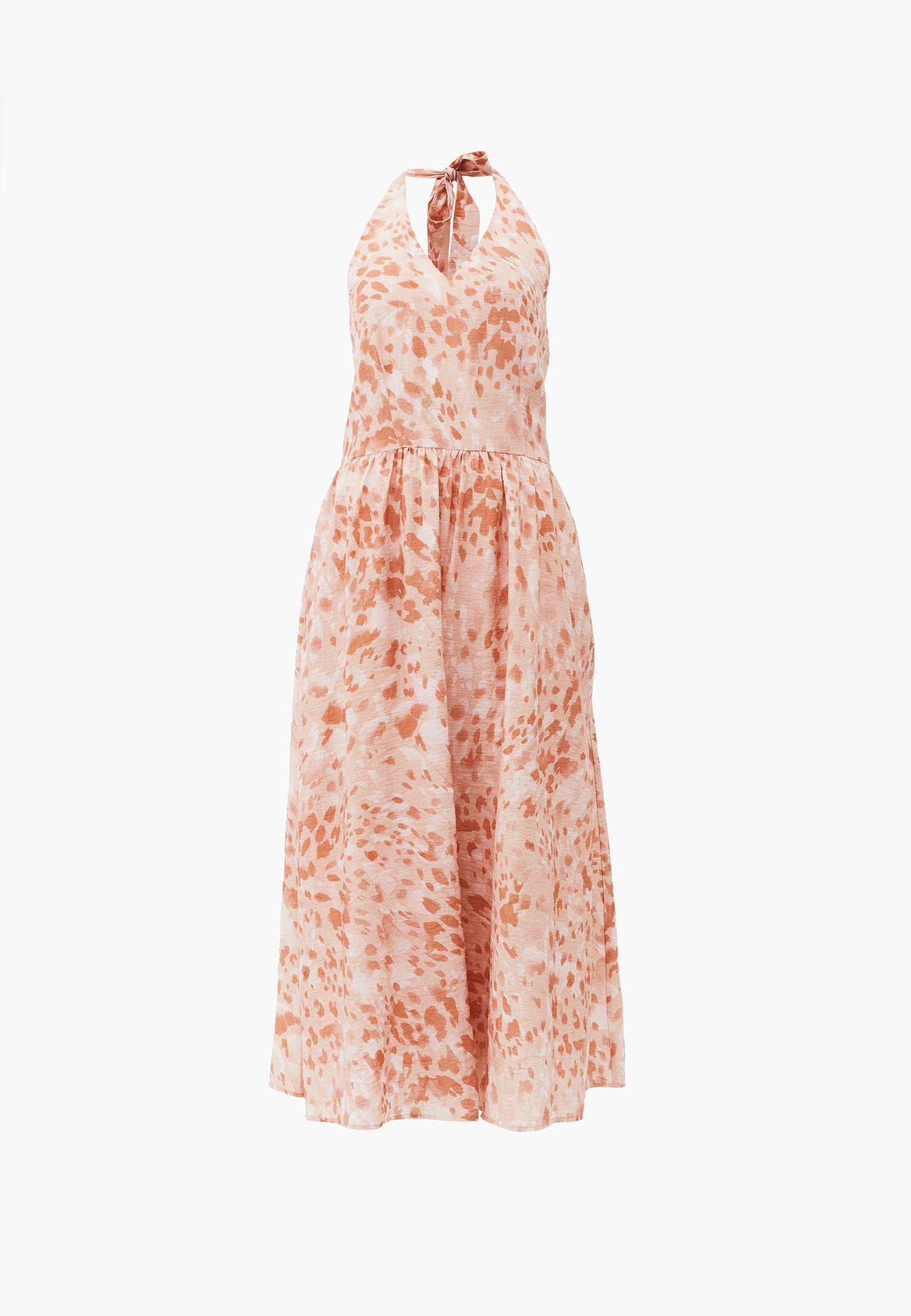 Halter Neck Animal Print Long Dress - ANIMAL COMB