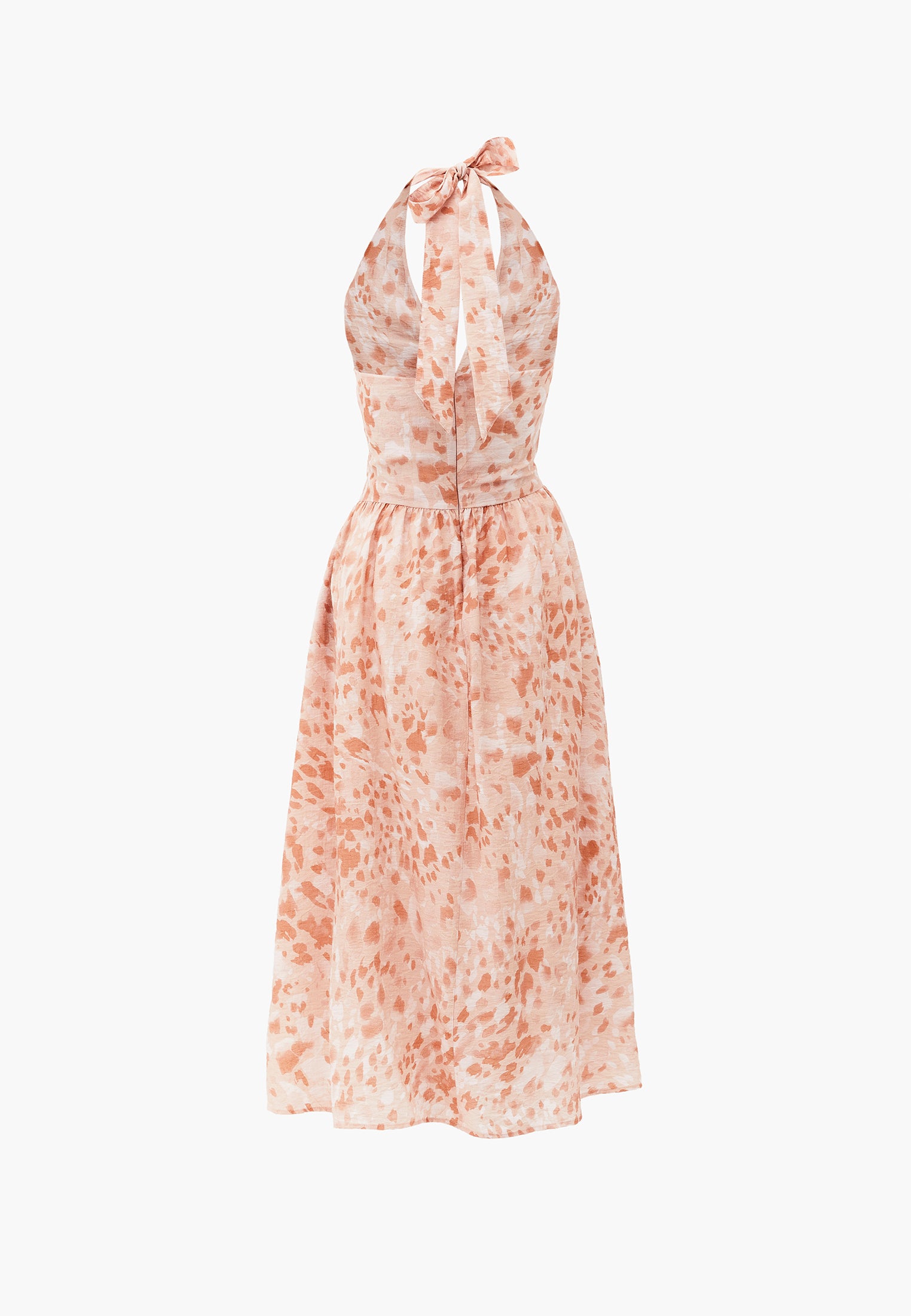 Halter Neck Animal Print Long Dress - ANIMAL COMB