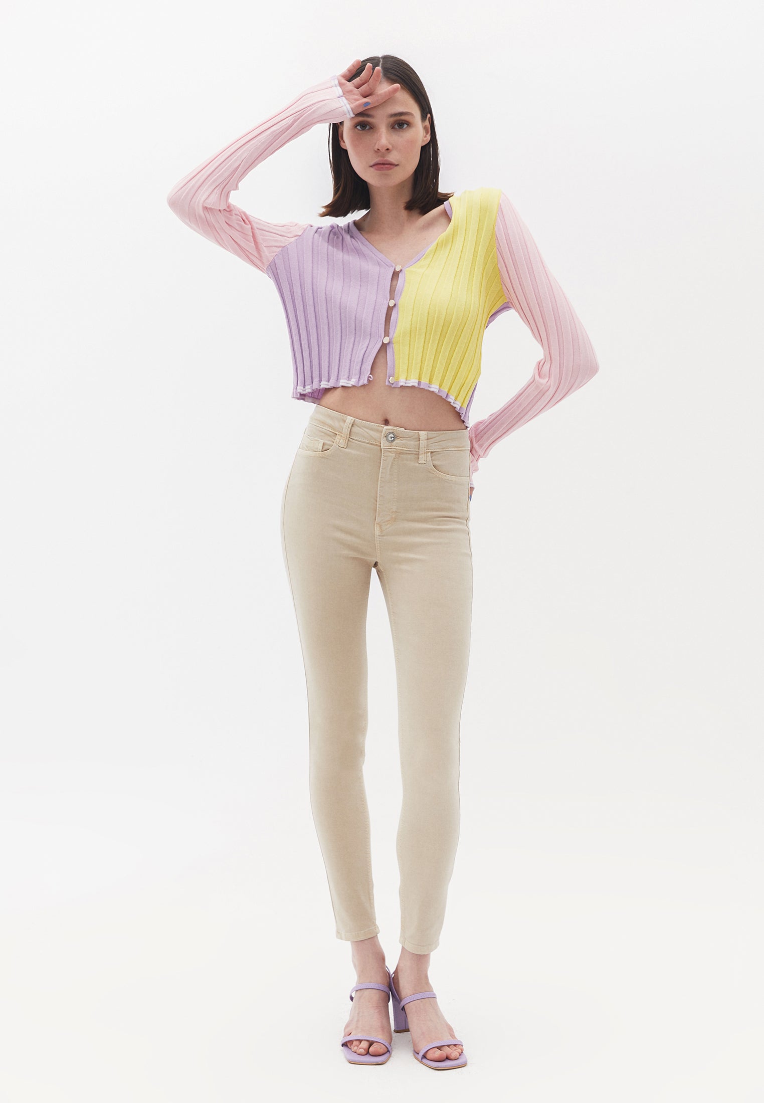 High waist skinny pants - ANTIK FEATHER GRAY