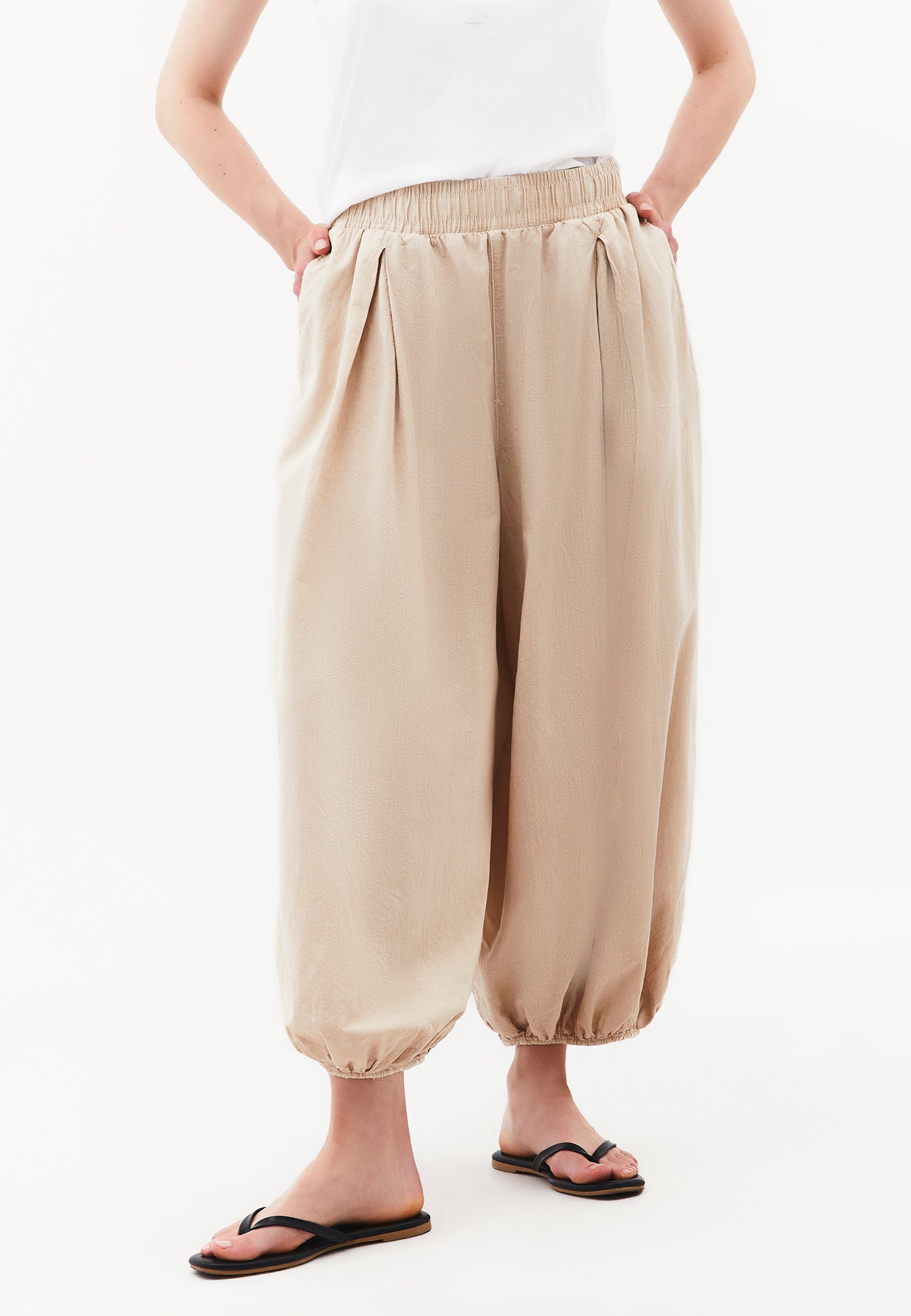 Balloon Fit Regular Waist Pleated Pants - ANTIK FEATHER GRAY