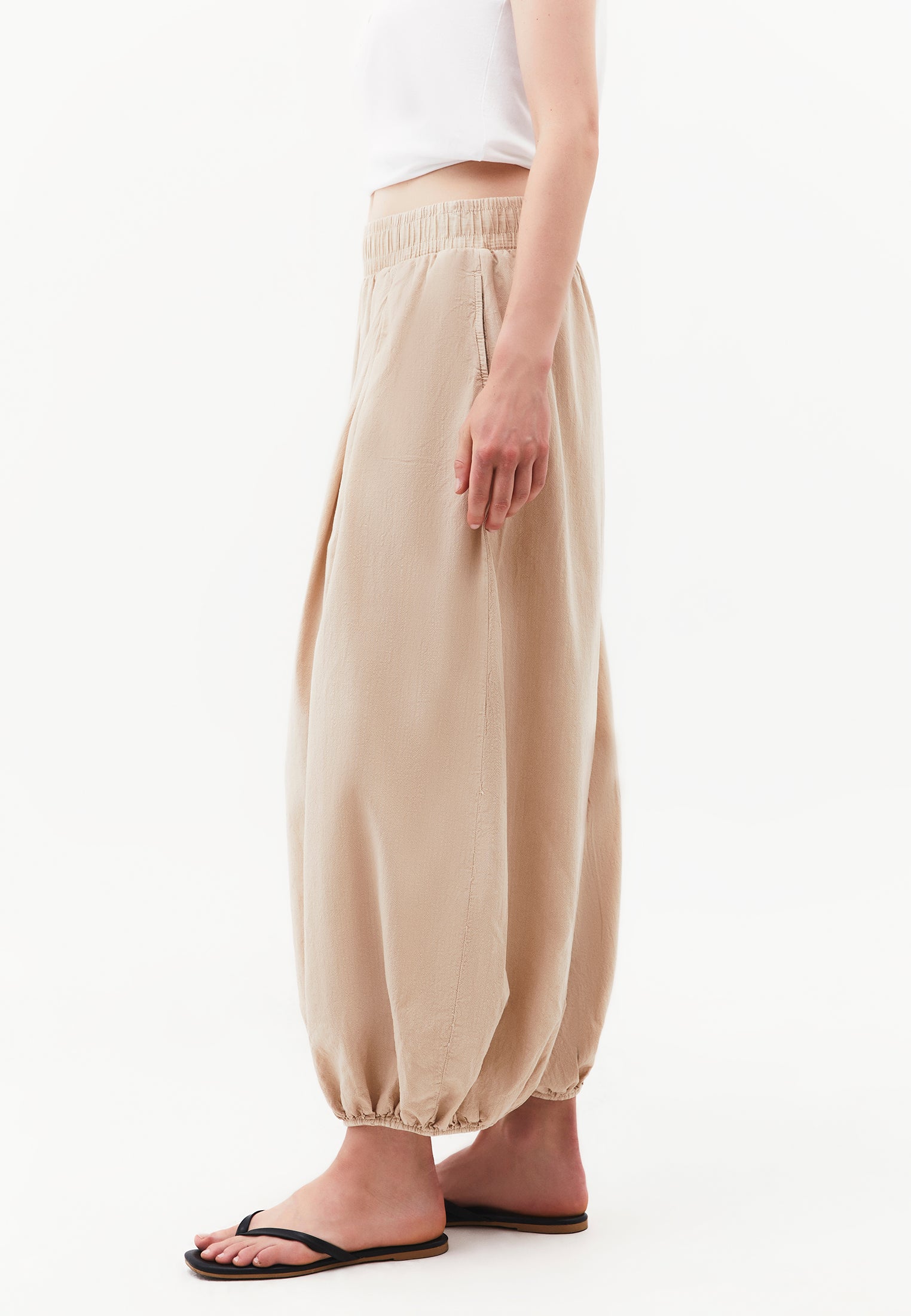 Balloon Fit Regular Waist Pleated Pants - ANTIK FEATHER GRAY