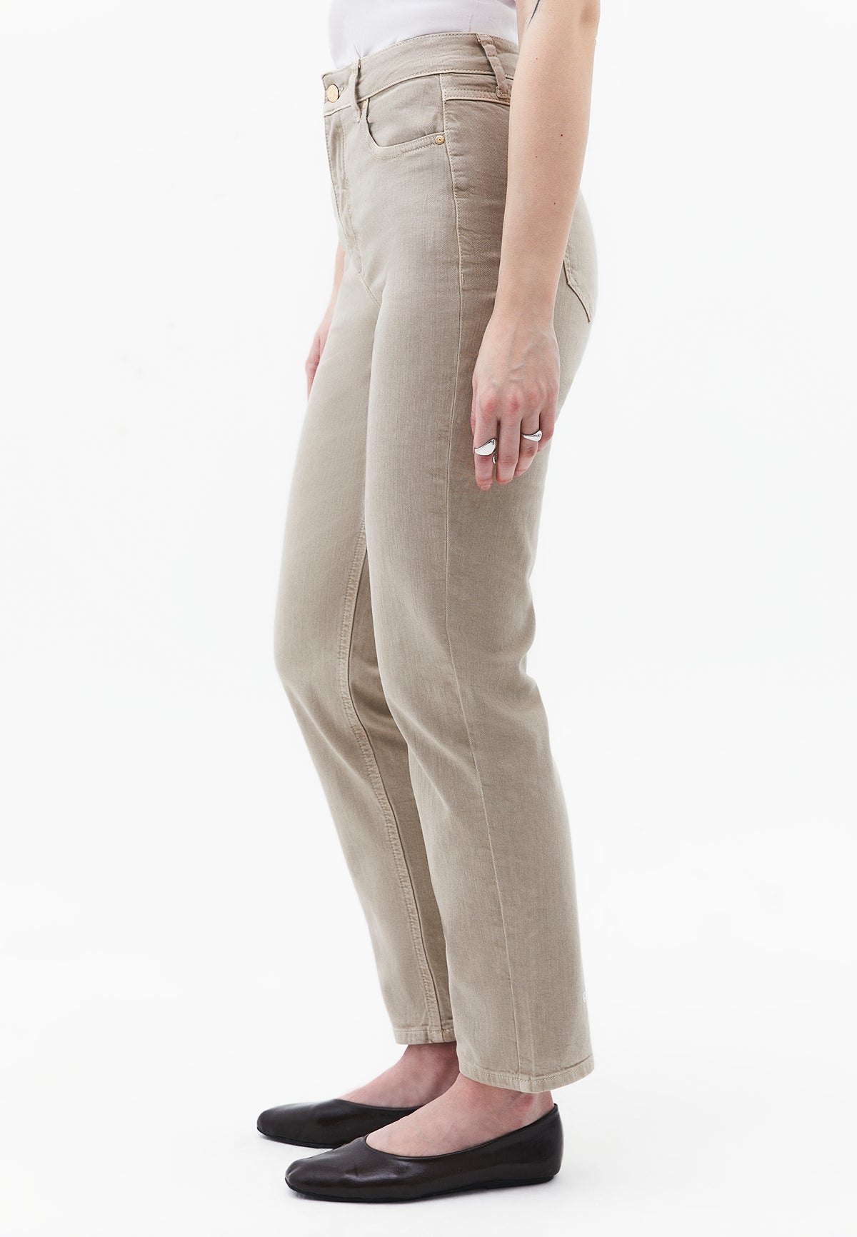Ultra High Waist Straight Leg Pants - Beige