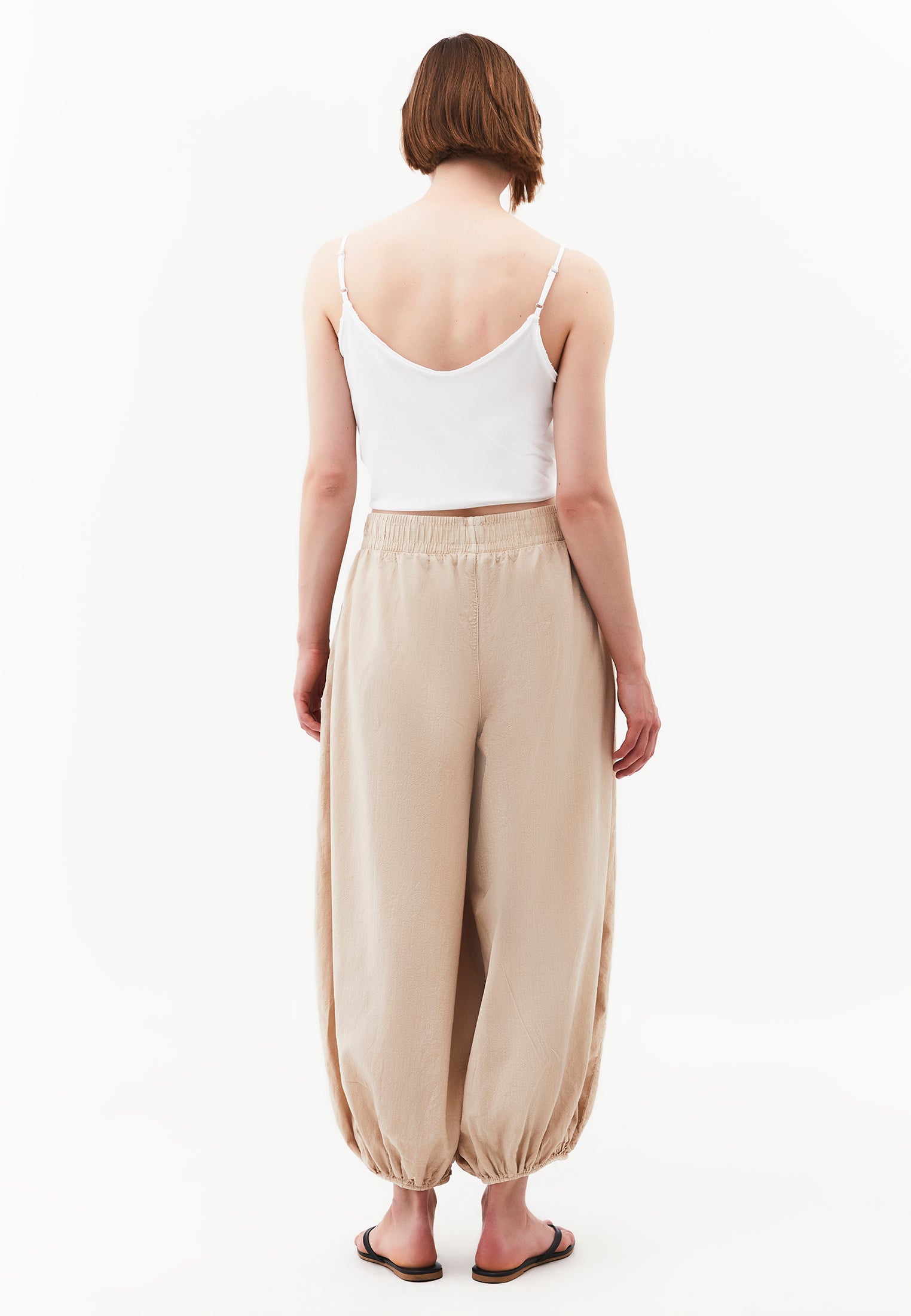 Balloon Fit Regular Waist Pleated Pants - ANTIK FEATHER GRAY